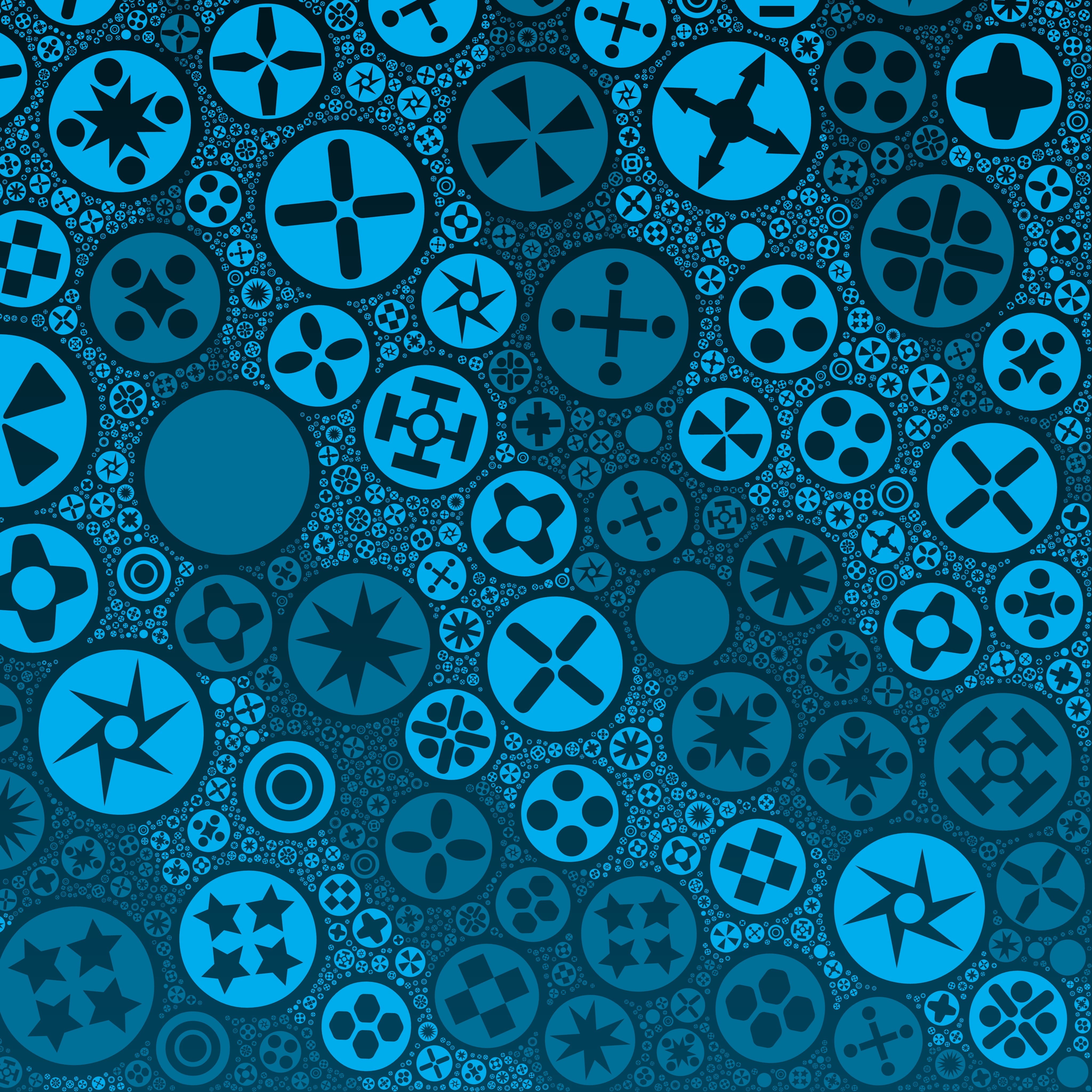 creativity, black, blue, shape, art and craft, floral pattern, textile, full frame, geometric shape, design, spotted, 4K, indoors, circle, simple, backgrounds, Phone HD Wallpaper