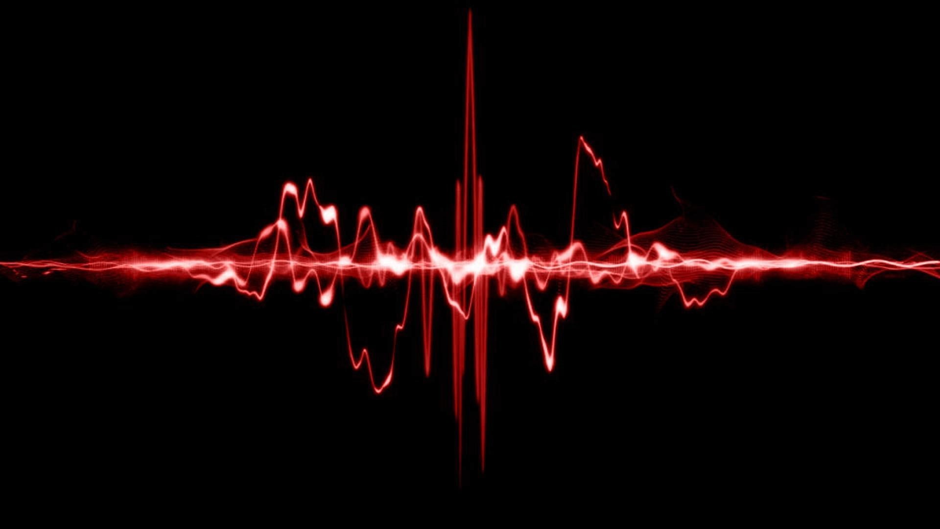 waves, abstract, beat, sound, 1080P, wave, red, light, 1920x1080, HD Wallpaper