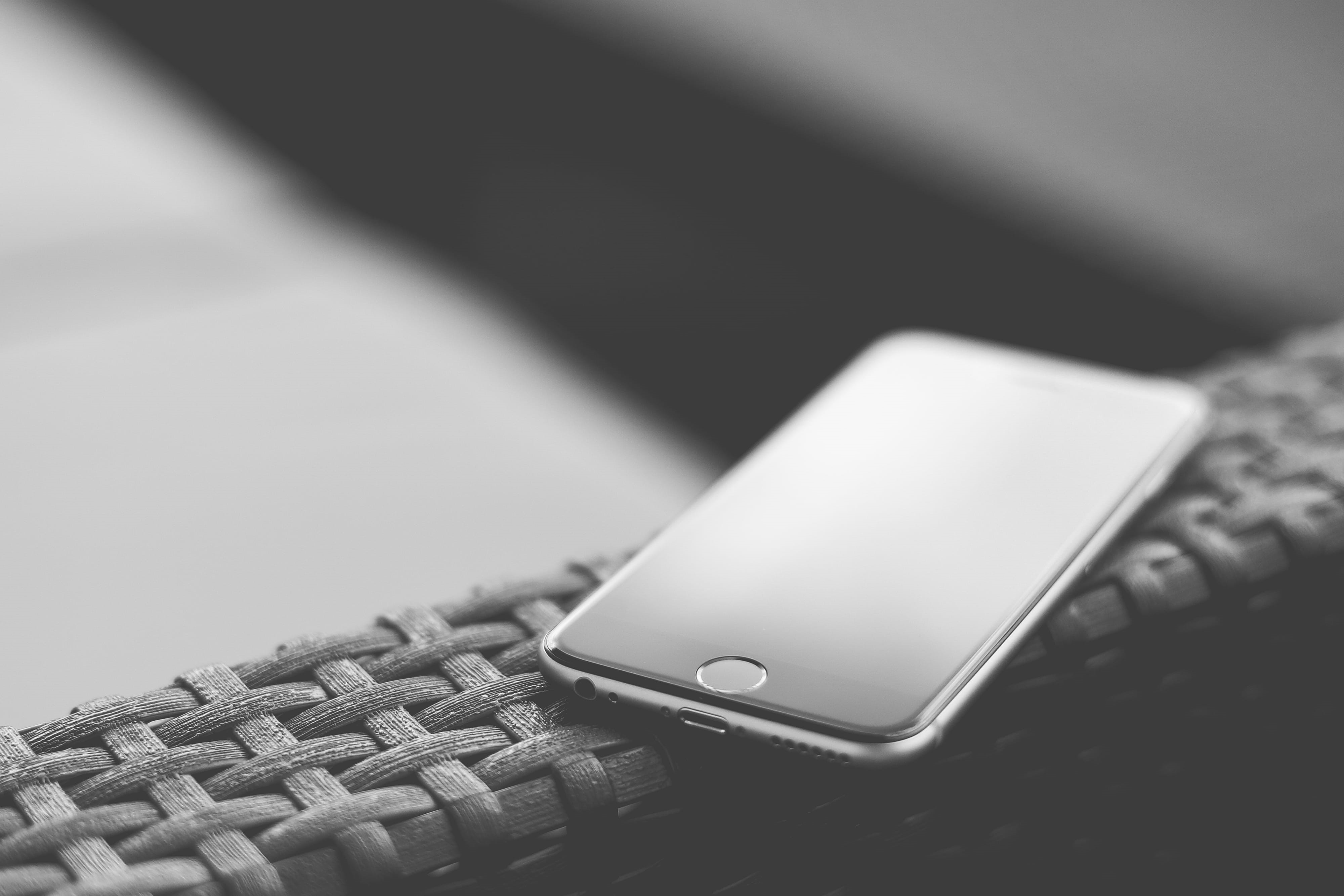Edit, iphone, table, smartphone, minimalistic, room for text, bw, macro, minimal, pattern, technology, iPhone 6, mobile phone, equipment, indoors, computer equipment, HD Wallpaper