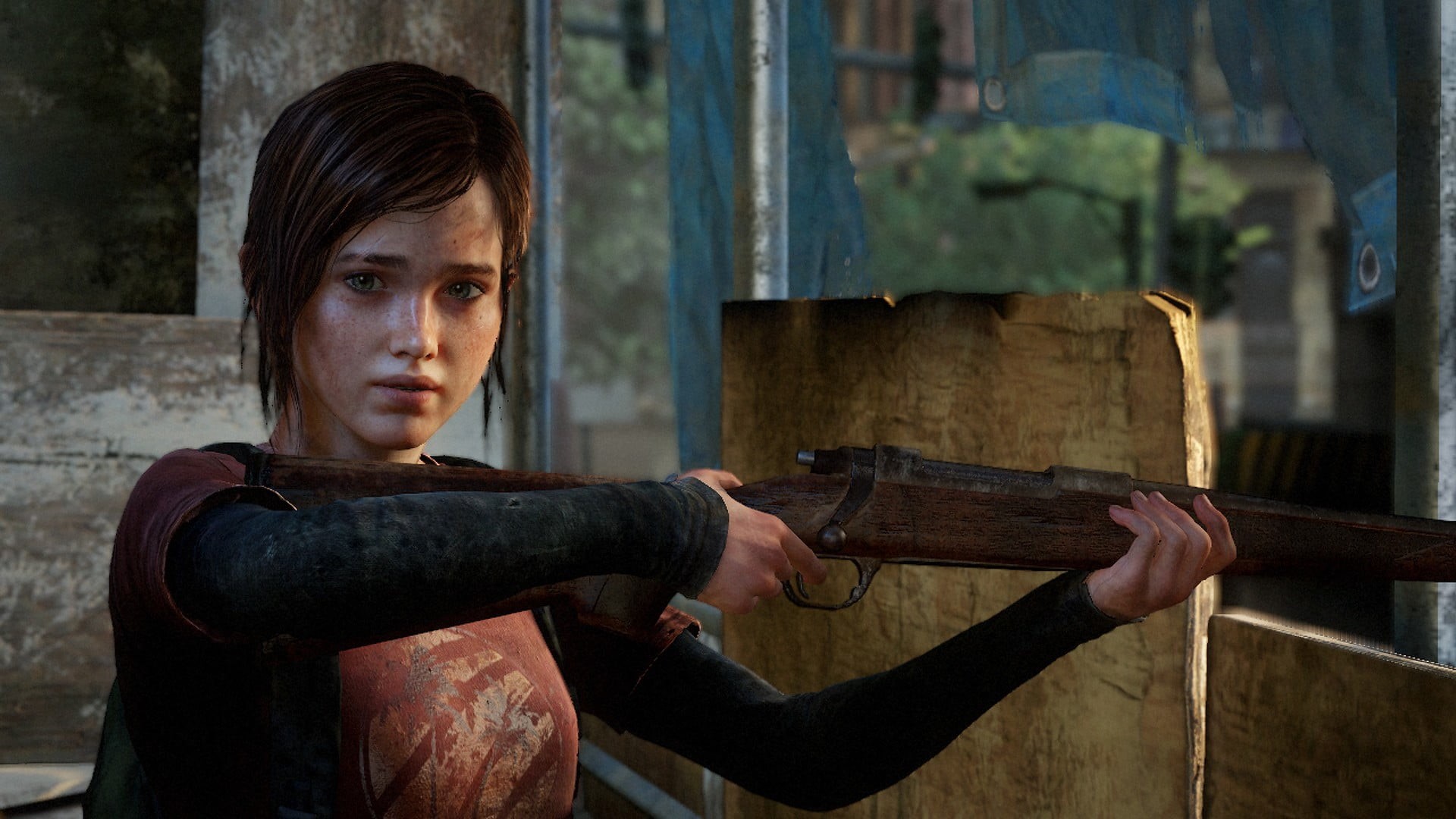 us, weapon, last, young men, serious, 1080P, headshot, video games, Ellie, standing, illustration, young adult, adult, men, one person, wood - material, HD Wallpaper