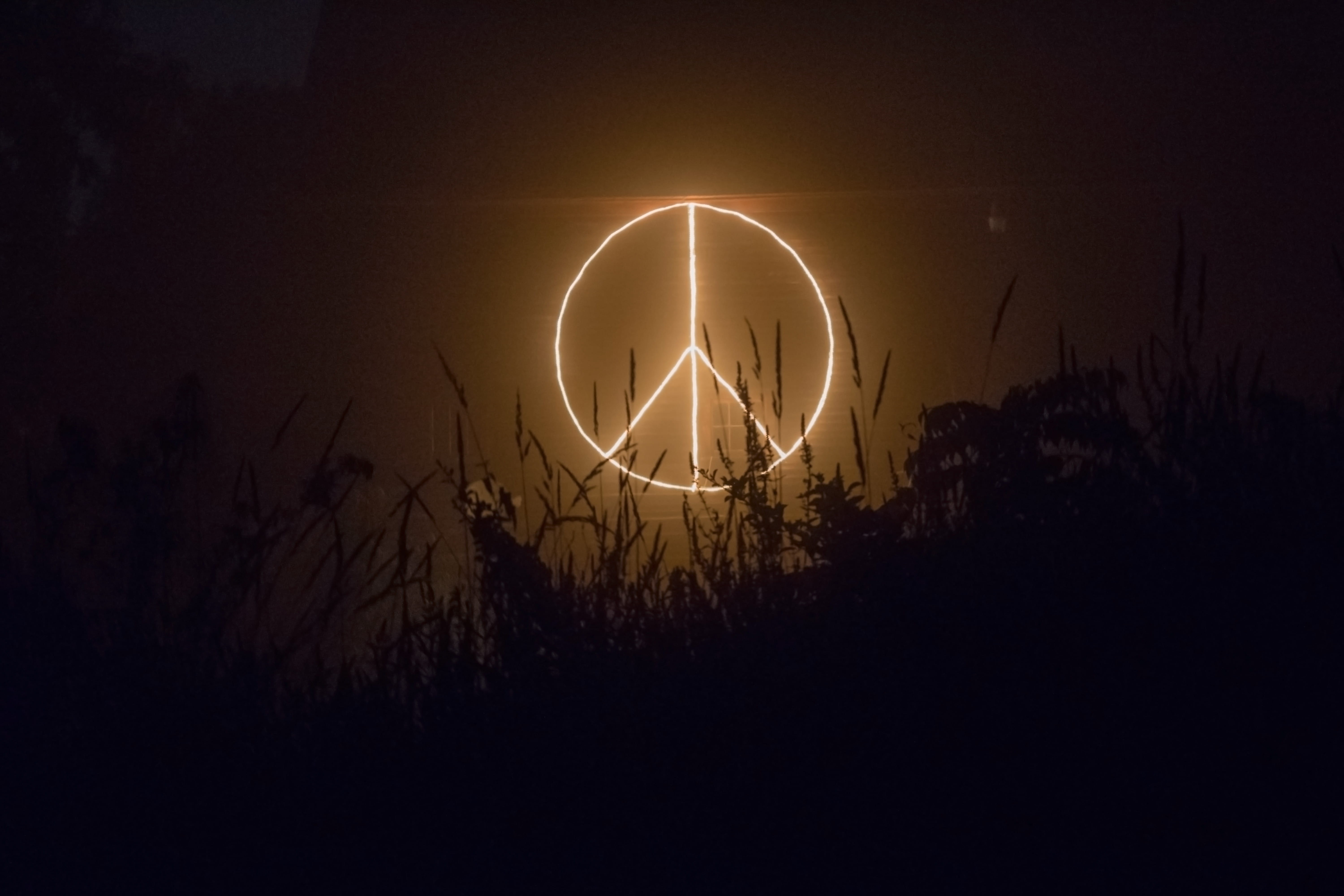 light, shape, light painting, night, outdoors, circle, signage, sign, illuminated, love, geometric shape, motion, peace, wire wool, peace sign, light - natural phenomenon, HD Wallpaper