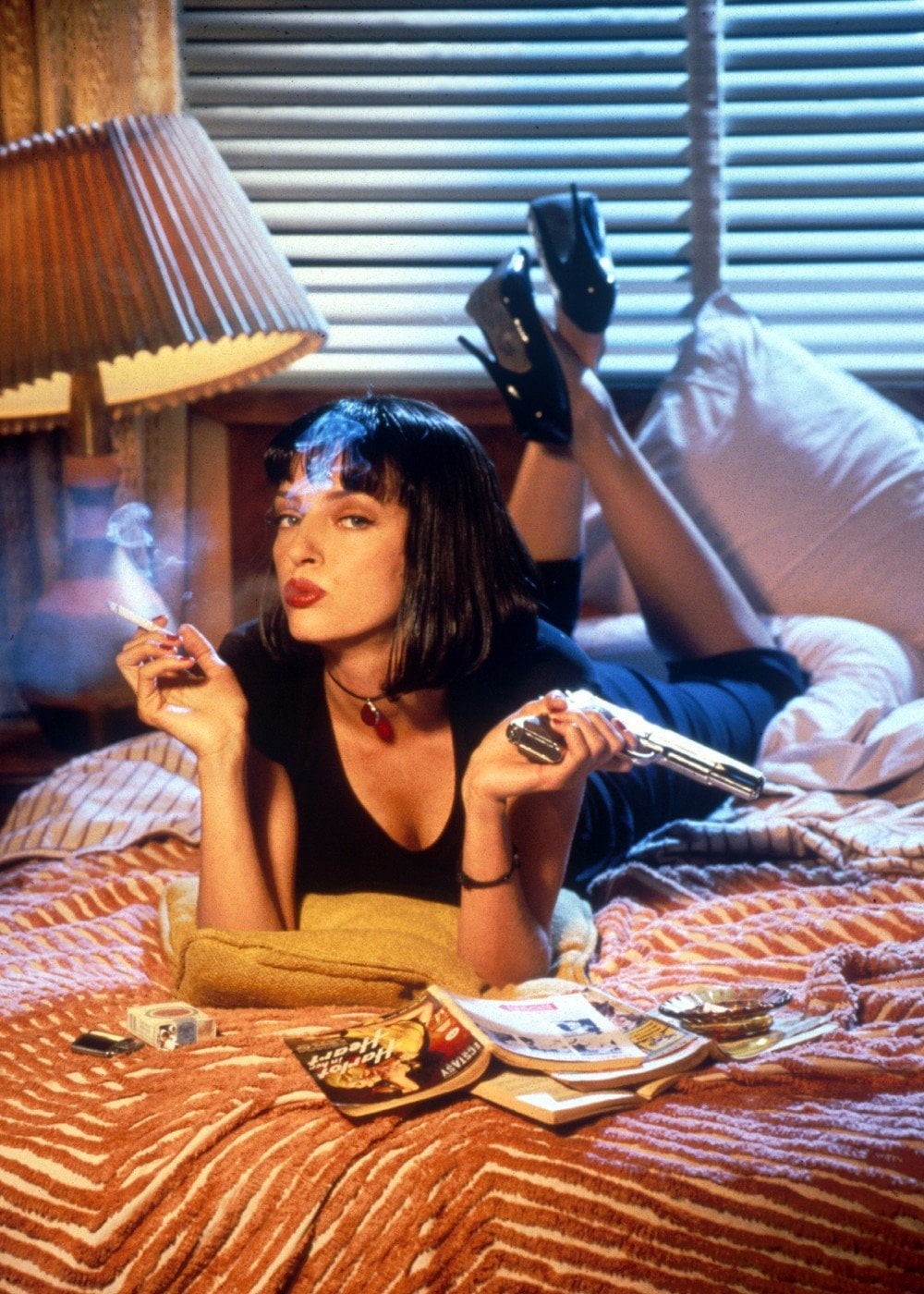 Uma Thurman, 720P, vintage, Mia Wallace, poster, Pulp Fiction, Phone HD Wallpaper