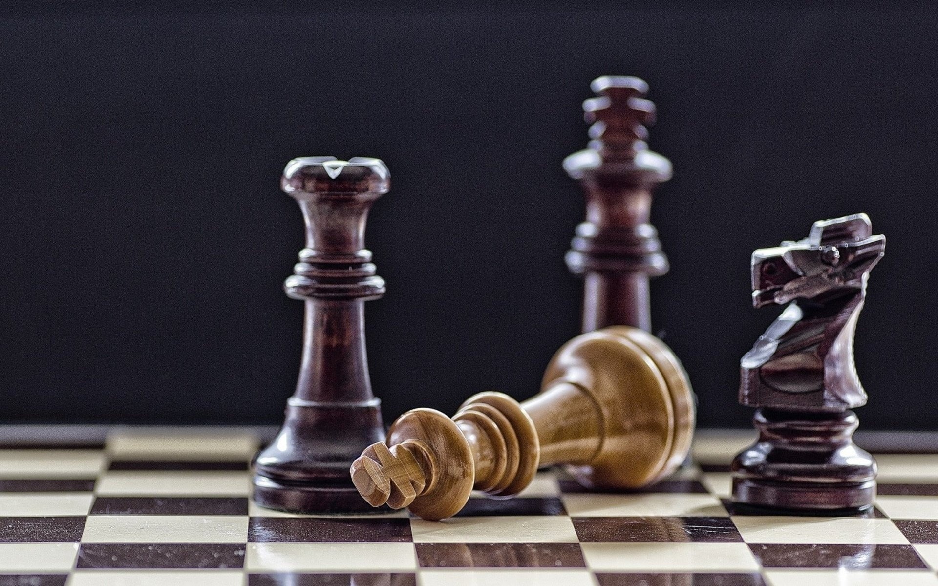 indoors, knight, king, king - chess piece, board game, Game, leisure activity, piece, leisure games, competition, black background, challenge, strategy, HD Wallpaper