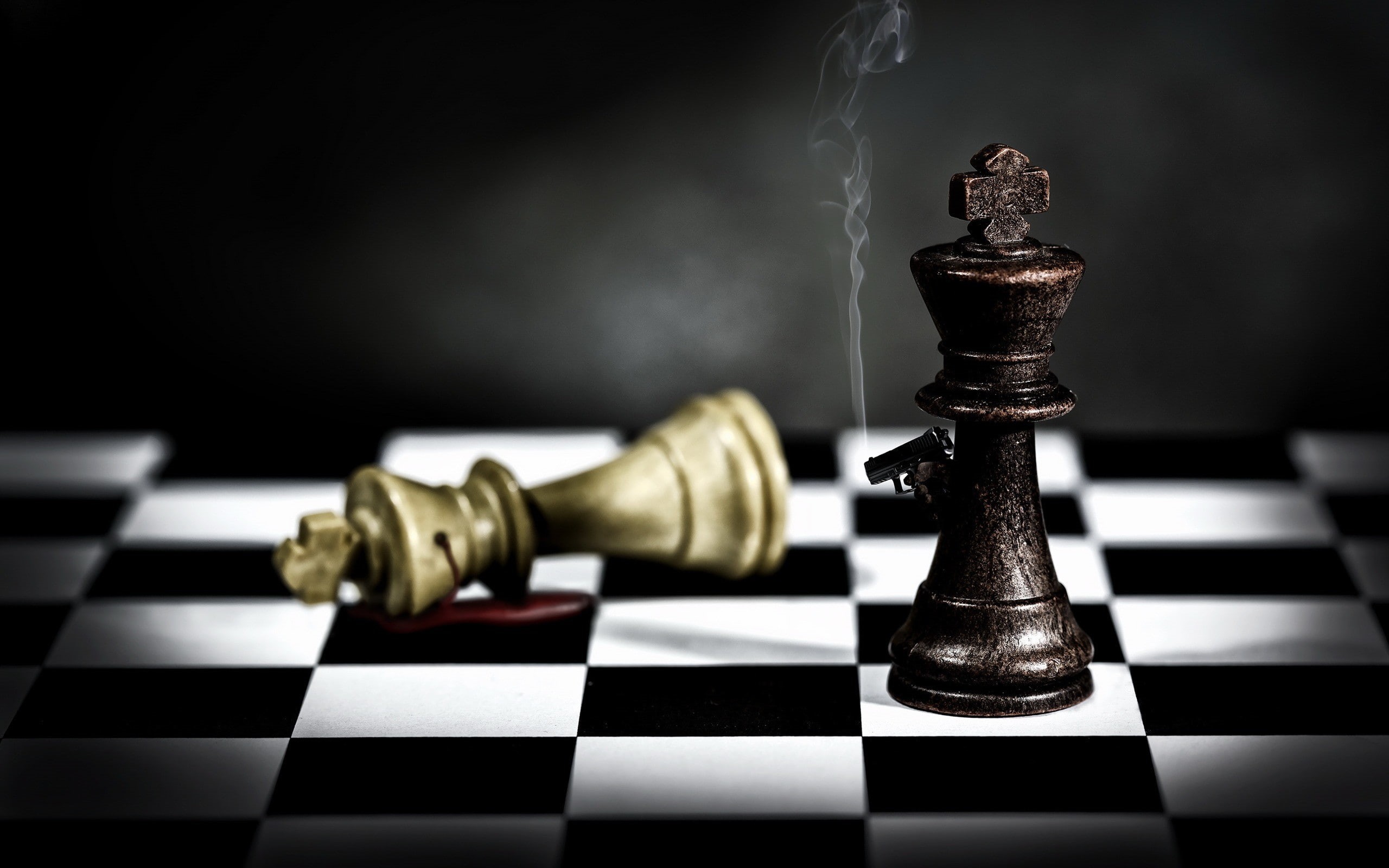 2560x1600, chess, gun, d, 2K, 3d, HD Wallpaper