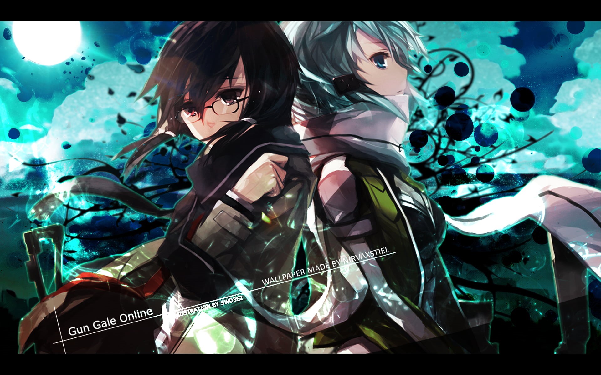 gun, 1080P, people, Sword Art Online, Gun Gale Online, women, underwater, headshot, poster, young women, two people, young adult, transfer print, gale, HD Wallpaper