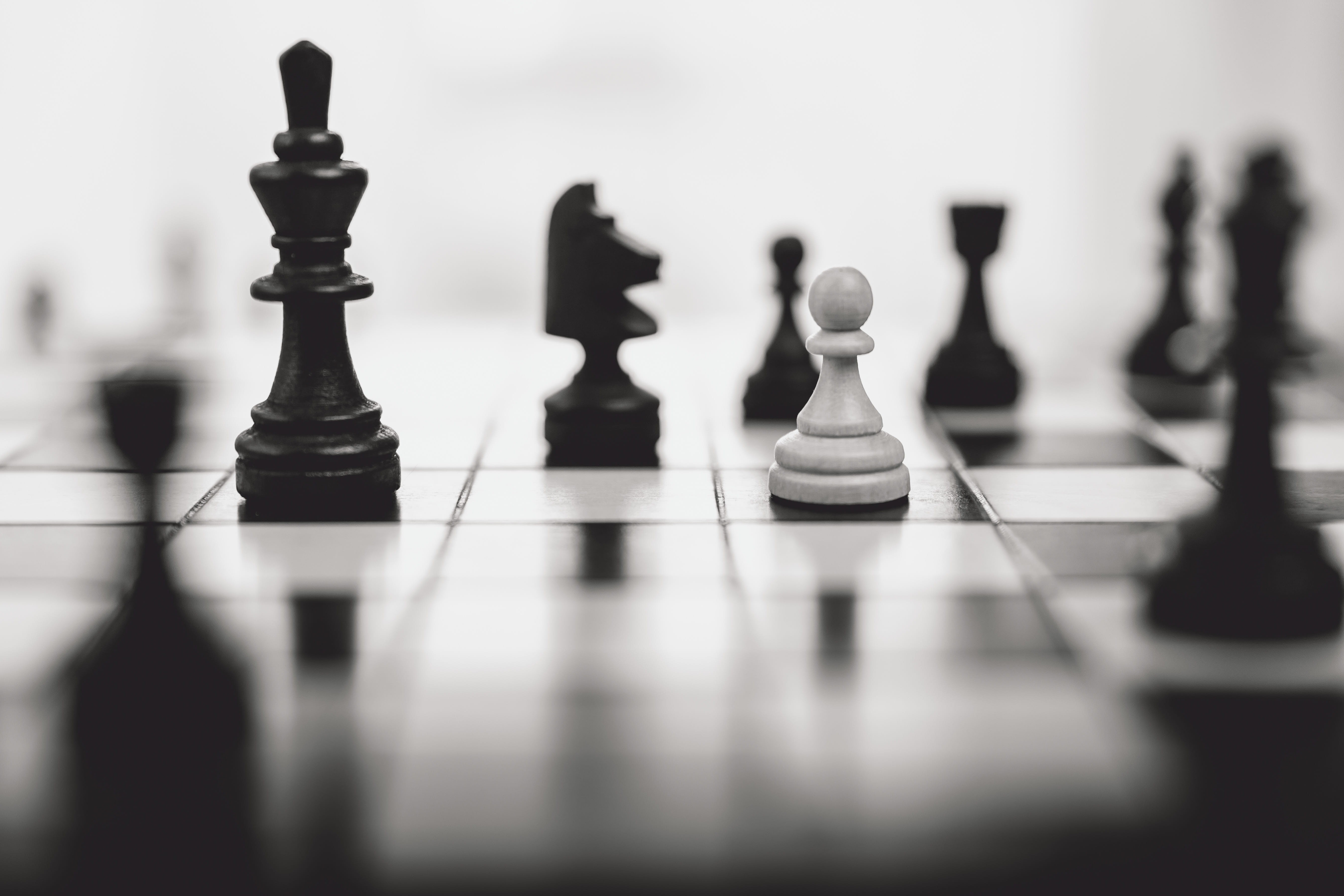 strategy, competition, chess piece, 5K, pawn - chess piece, wood - material, game, selective focus, leisure activity, ideas, challenge, king - chess piece, HD Wallpaper