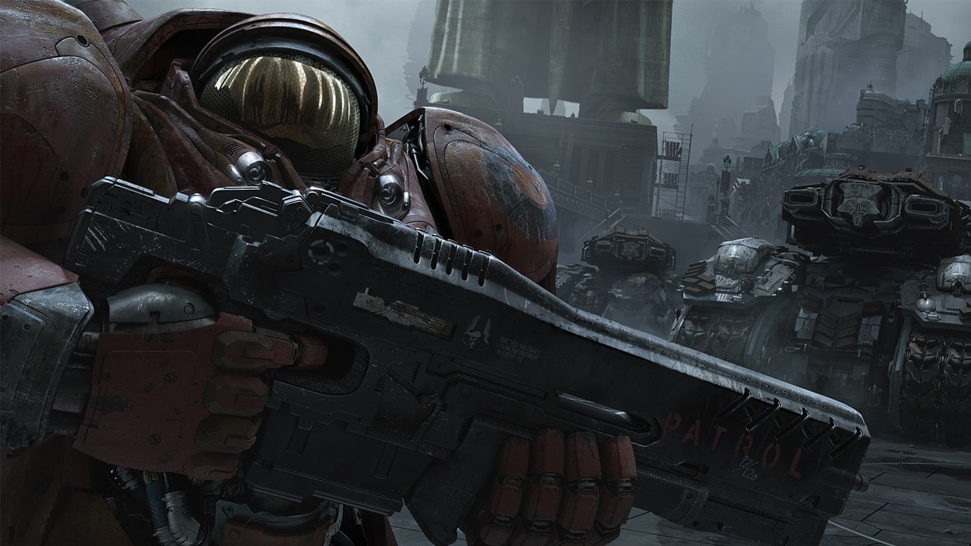 military, day, digital, gun, game, render, architecture, Terrans, video games, weapon, StarCraft, transportation, outdoors, security, metal, HD Wallpaper