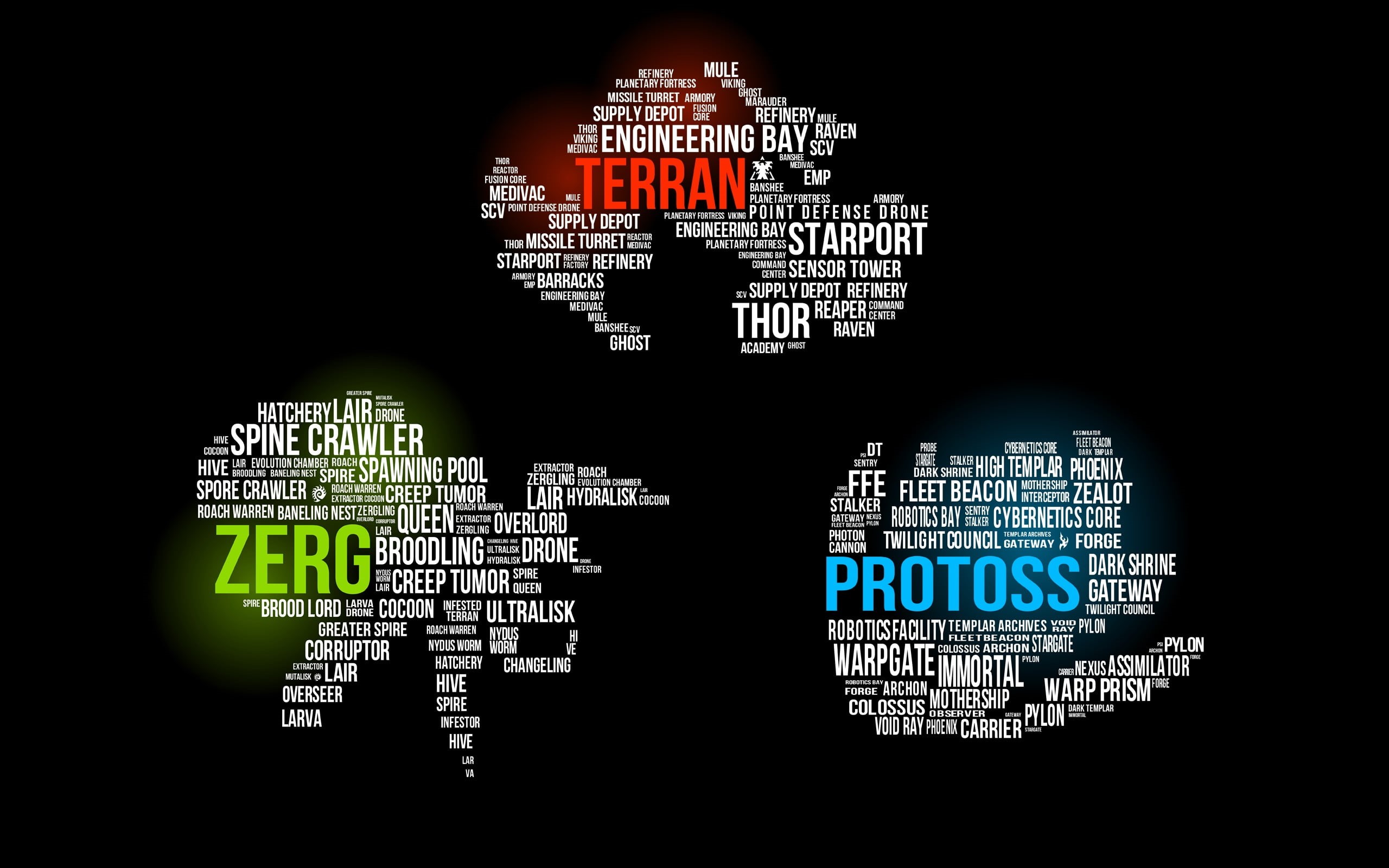 computer language, coding, black background, no people, sign, typography, illustration, Protoss, Zerg, text, indoors, internet, technology, clan, studio shot, HD Wallpaper