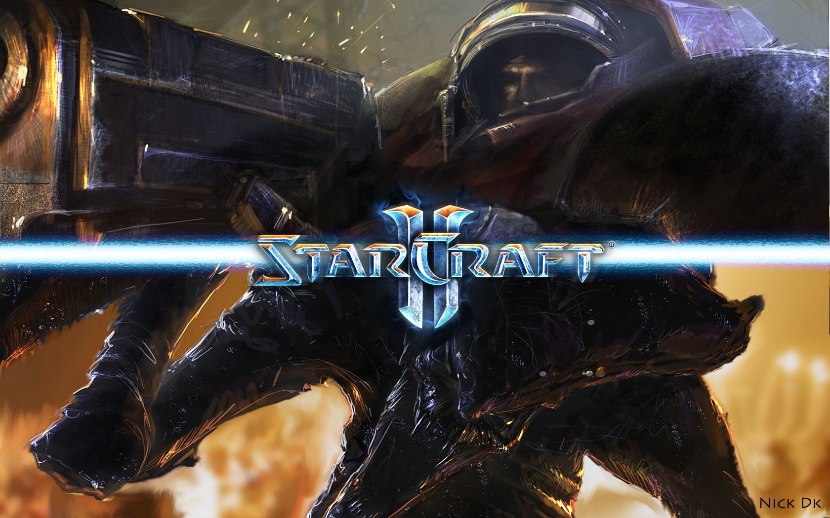 full, illuminated, glass - material, western script, blue, metal, close-up, no people, smoke - physical structure, Starcraft II, text, Terrans, suspension, HD Wallpaper