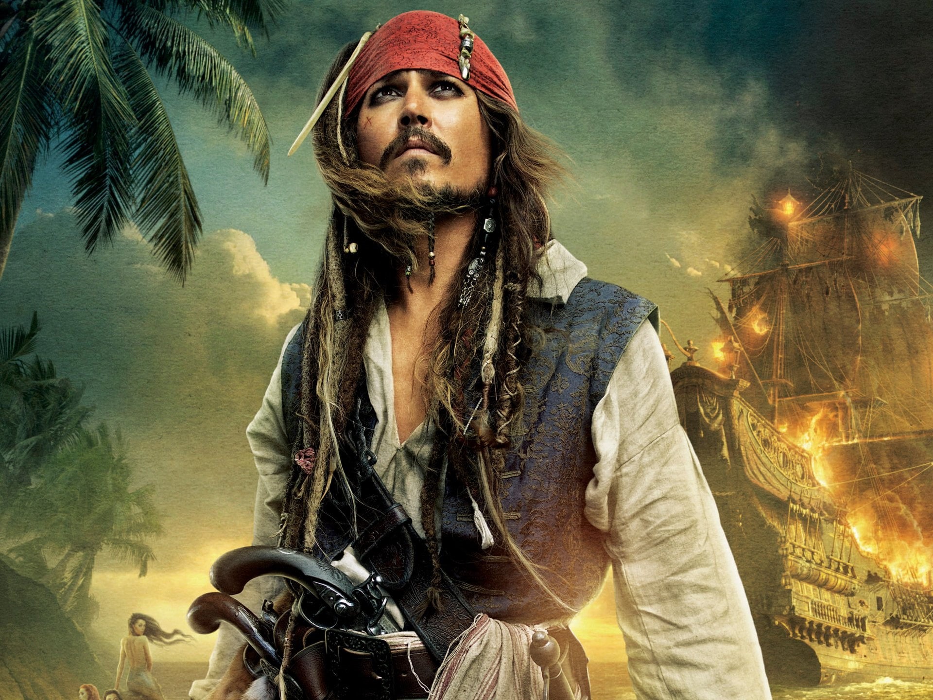 long hair, hairstyle, Jack Sparrow, Pirate, real people, front view, nature, waist up, one person, standing, young men, leisure activity, outdoors, clothing, HD Wallpaper