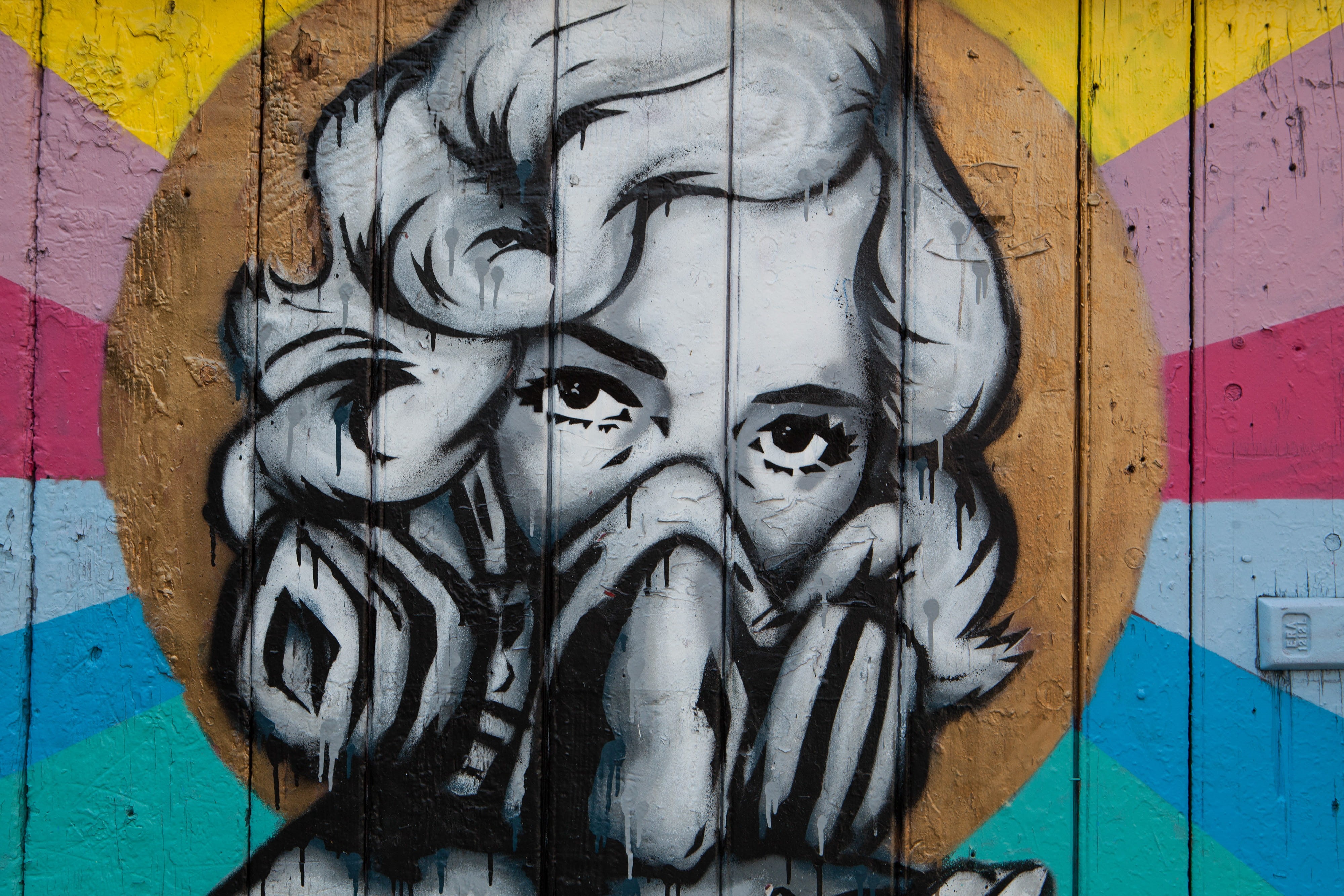halloween, mural, lion - feline, representation, urban, day, human representation, captured, woman, DSLR, street, Canon, graffiti, male likeness, art and craft, HD Wallpaper