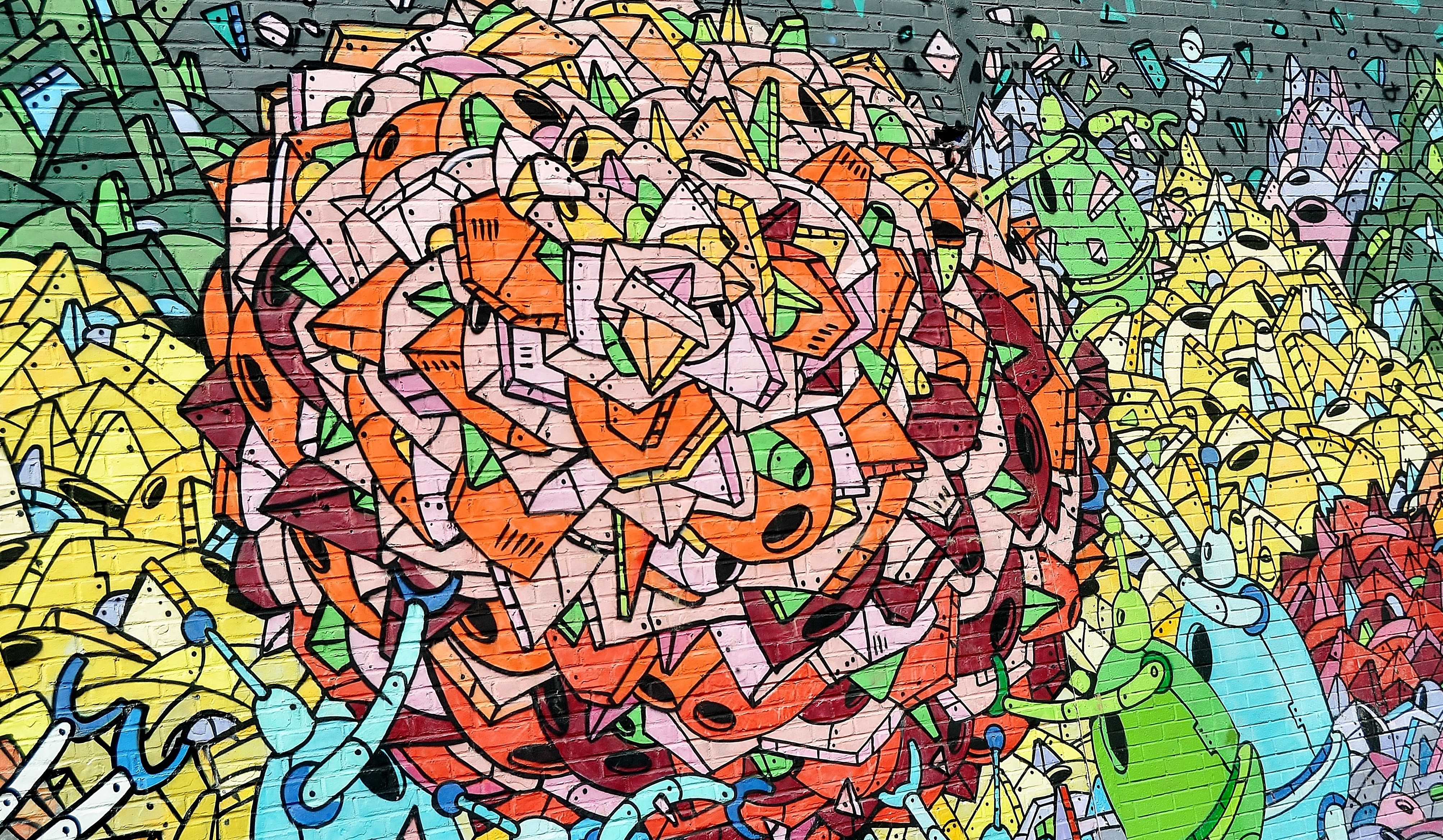 painting, architecture, colorful, design, decorative, human representation, flooring, paint, creativity, representation, street, close-up, street art, vector, HD Wallpaper