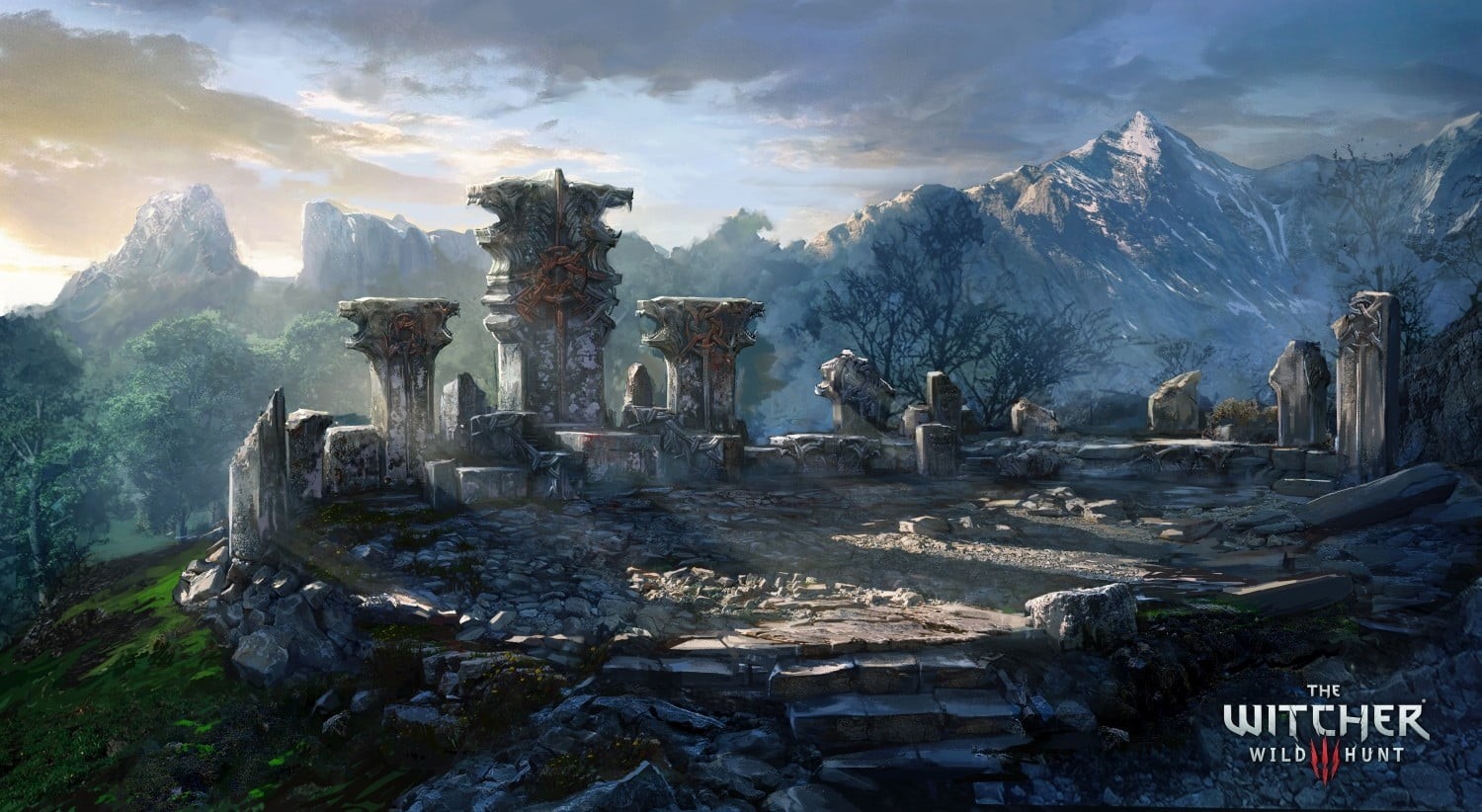 ruined, solid, witcher, mountain range, rock, video games, mountain, The Witcher 3: Wild Hunt, digital, environment, wild, built structure, the past, HD Wallpaper
