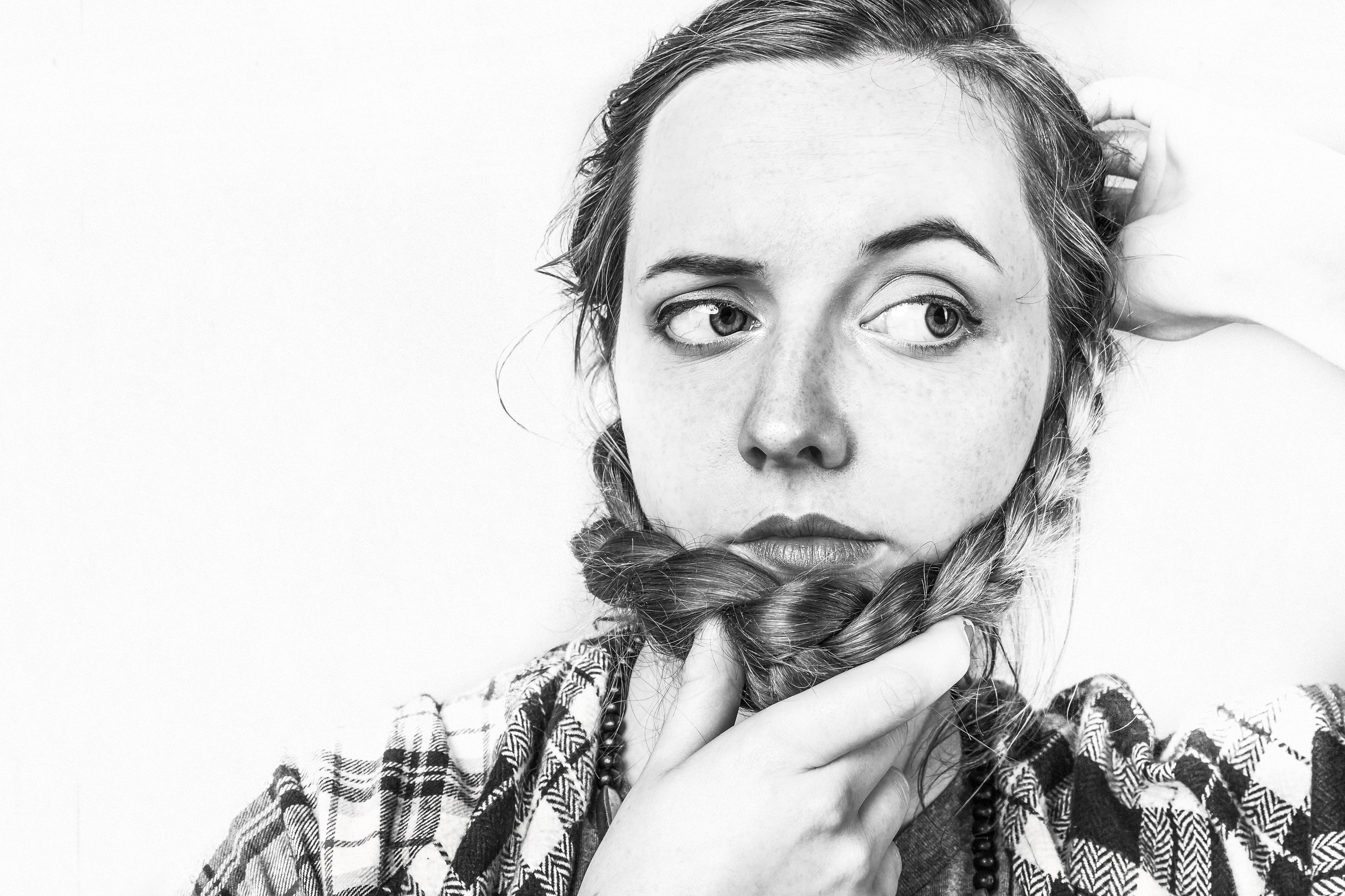 contemplation, body part, concepts And Ideas, woman in black, people, 4K, white shirt, and, shirt, visual Art, human face, photo, eyes, one young woman only, HD Wallpaper