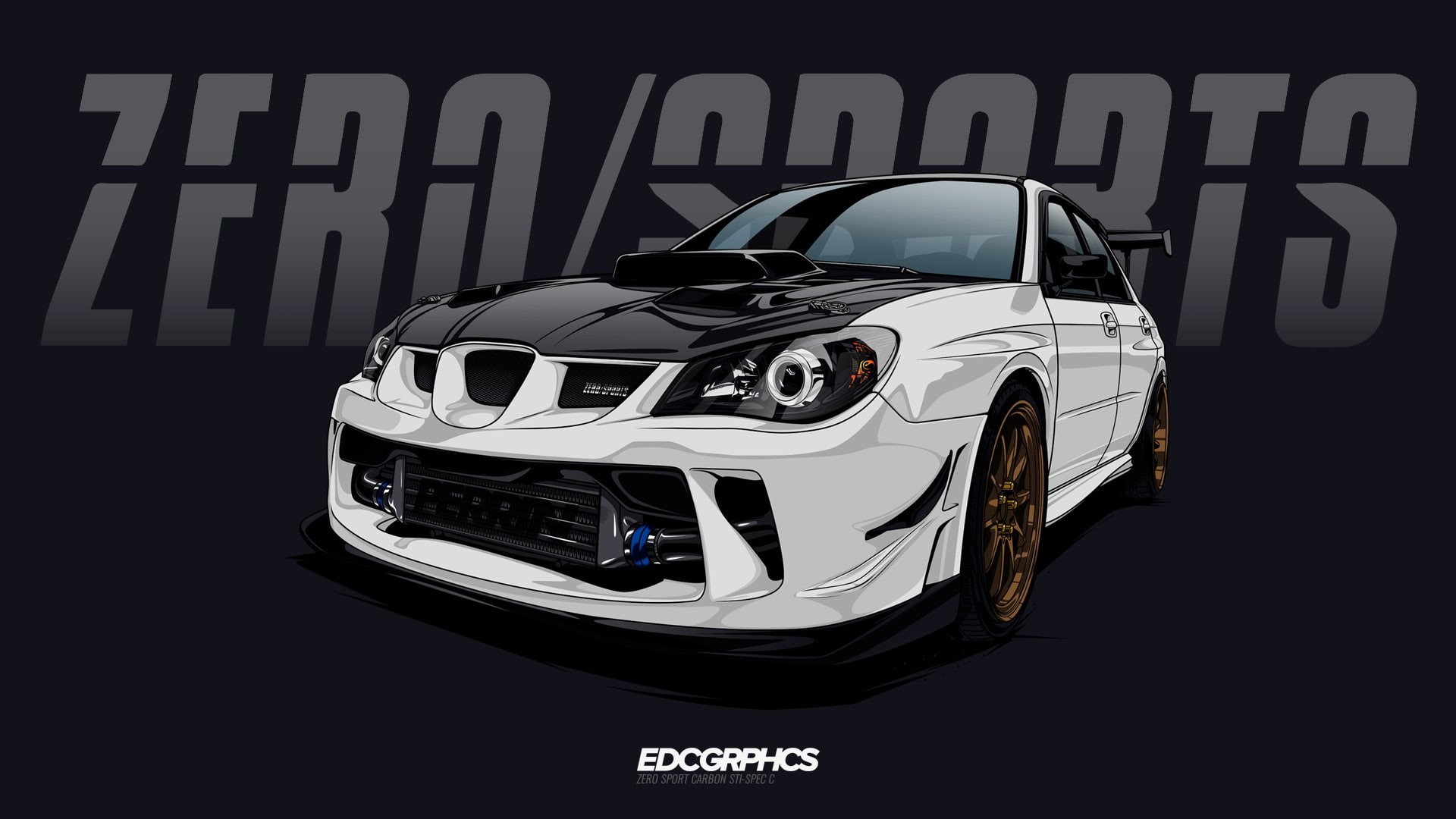 Subaru, render, Subaru Impreza WRX STi, 1080P, EDC Graphics, JDM, Japanese cars, HD Wallpaper