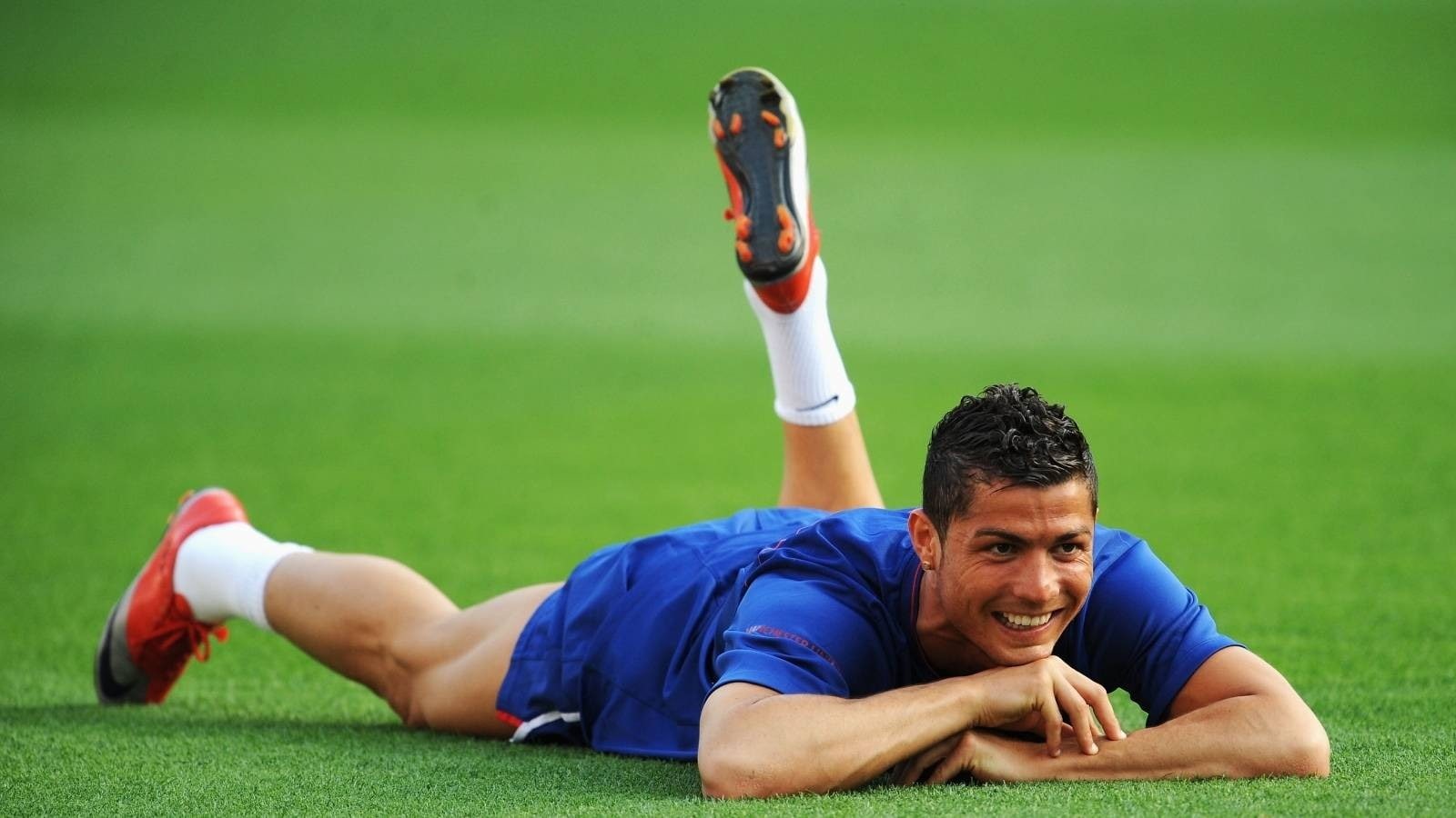 soccer, grass, footballers, sport, soccer player, sportsman, people, sports uniform, lying down, men, ball, adult, 720P, Cristiano Ronaldo, males, athlete, HD Wallpaper