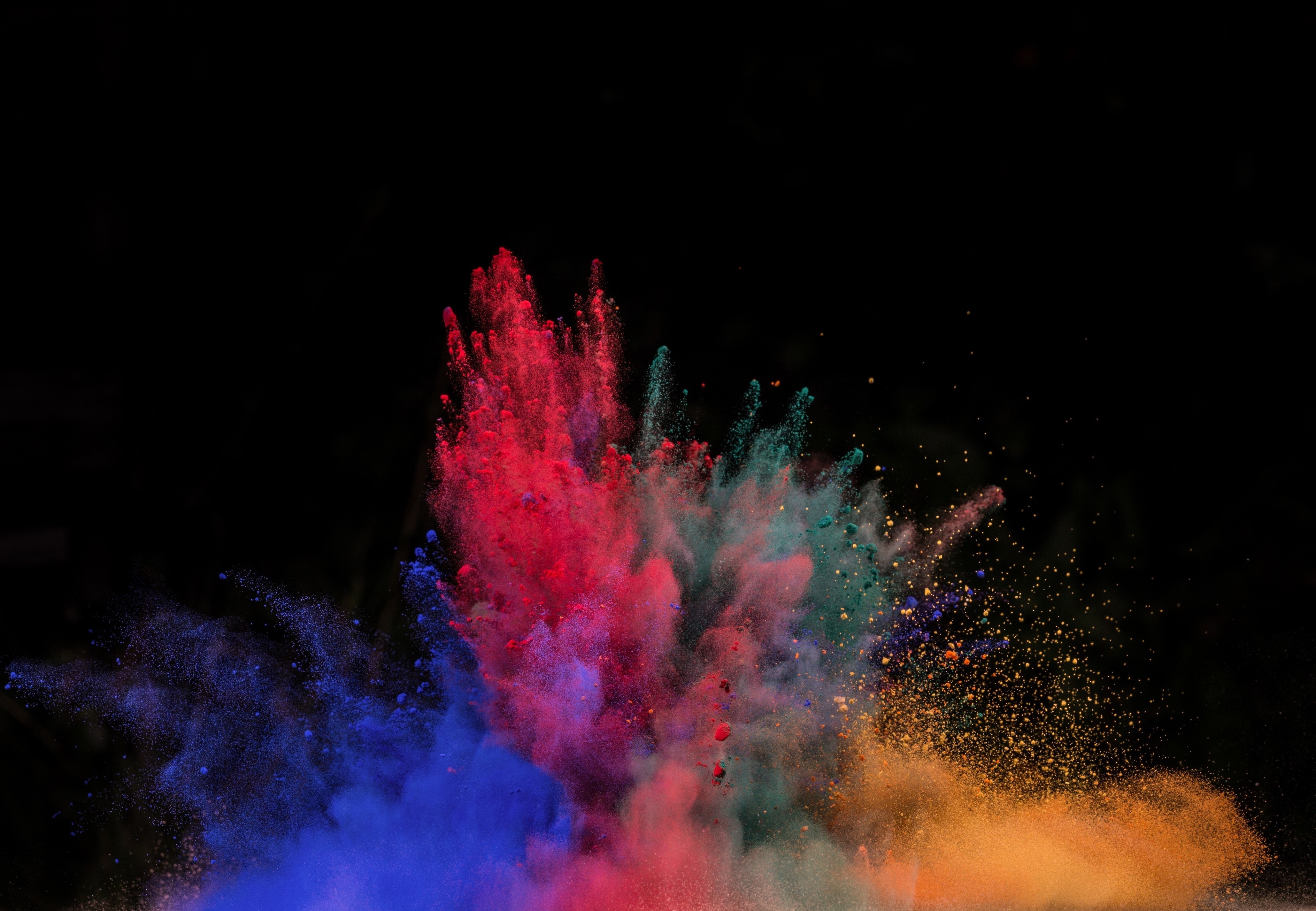 indoors, vibrant color, impact, splashing, blue, creativity, face powder, multi colored, studio shot, holi, pink color, dust, purple, vitality, nature, HD Wallpaper