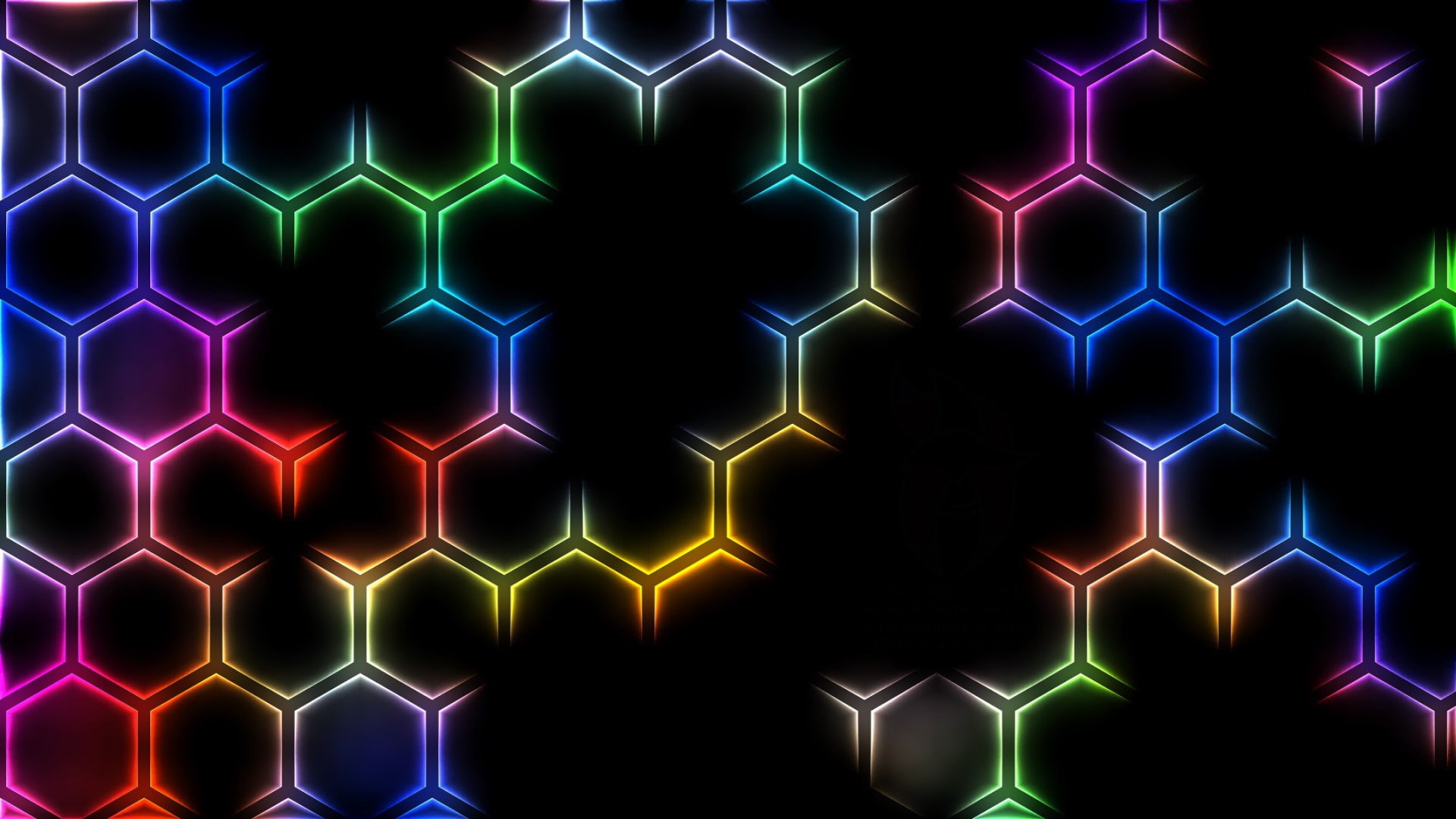 Abstract, Hexagon, three dimensional, geometric shape, Colorful, Colors, 1080P, metal, Pattern, technology, silver colored, electricity, Rainbow, illuminated, HD Wallpaper