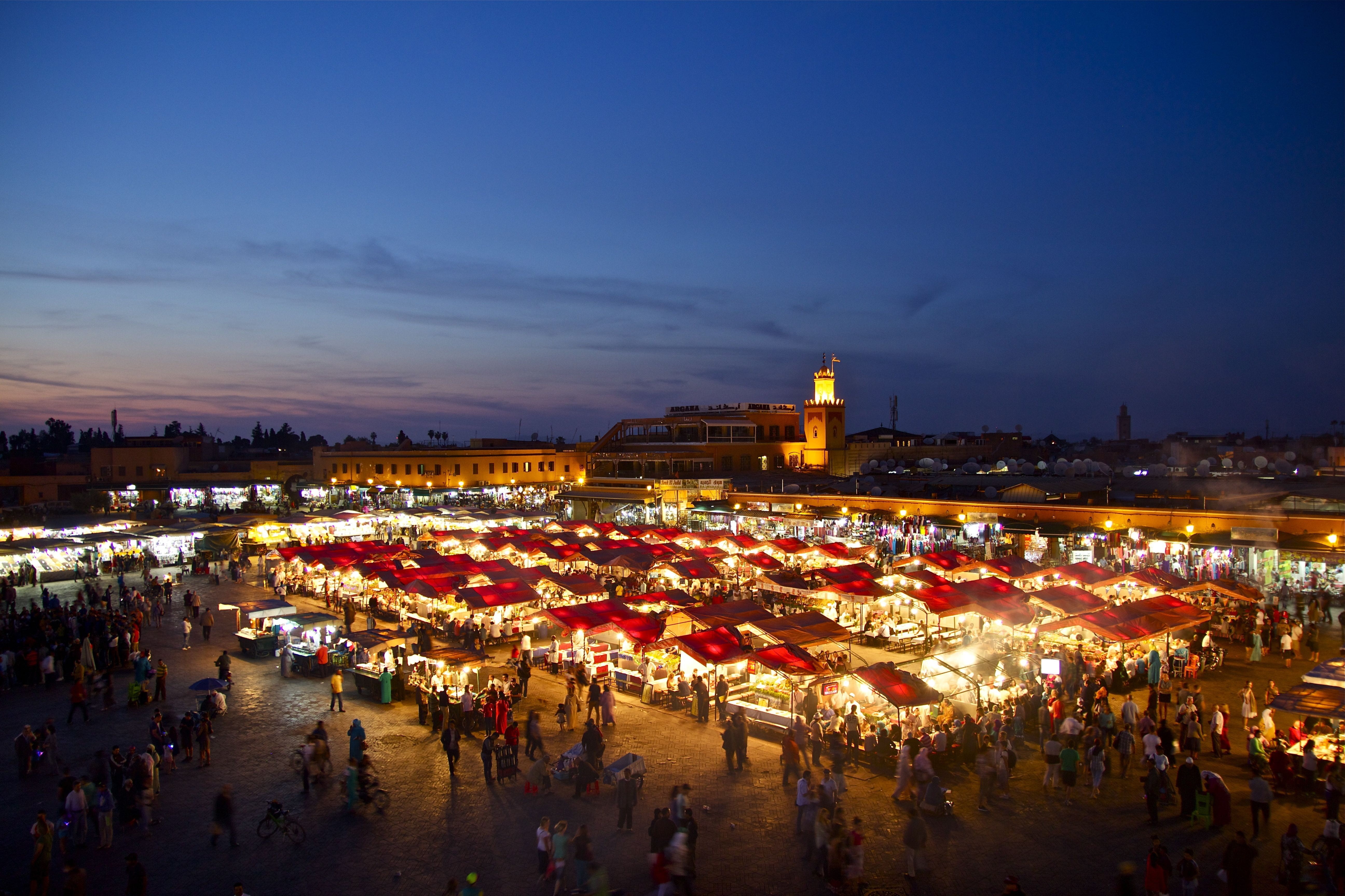 arabic, spices, north africa, city, market, ornament, arabia, moroccan, color, cityscape, evening, night, cloud - sky, architecture, 5K, building, bazaar, HD Wallpaper