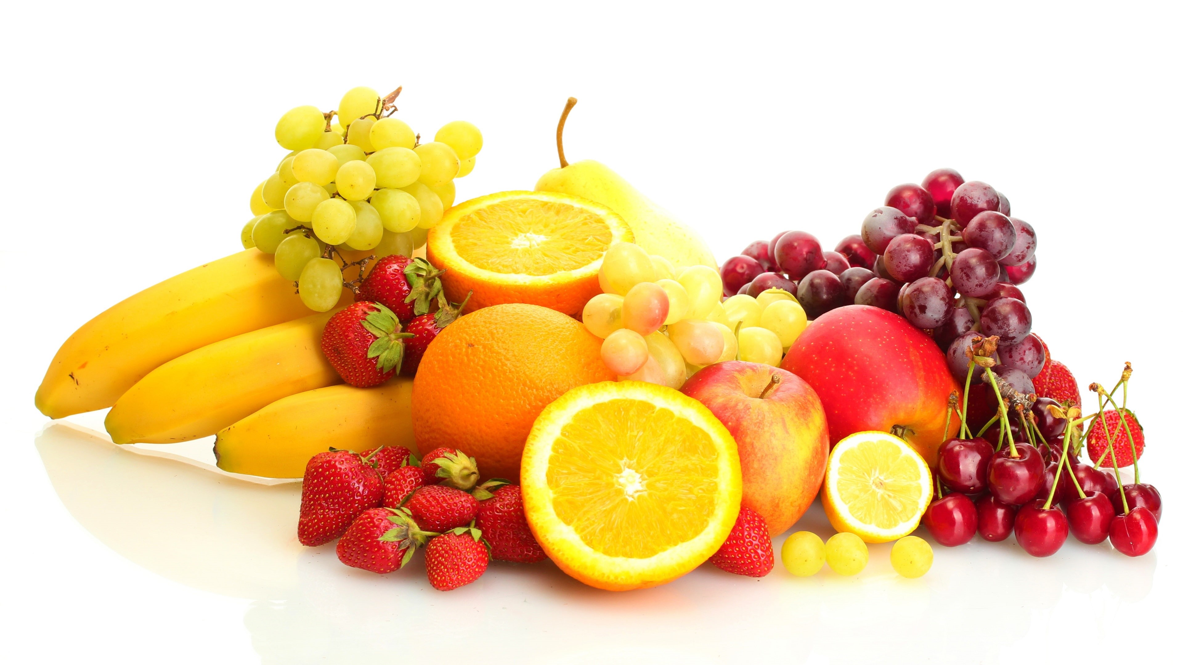 variety, Grapes, Banana, 4K, Fruits, Pears, Cherries, Fresh, Oranges, Apples, Strawberries, HD Wallpaper