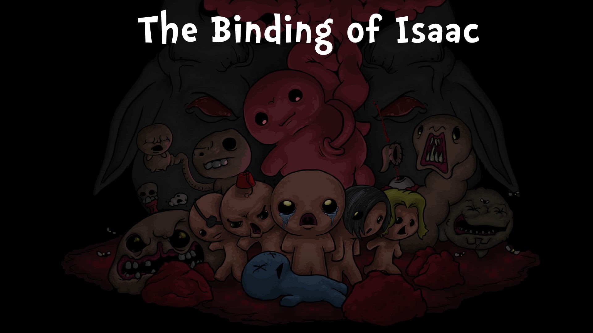 western script, evil, halloween, Binding of Isaac, night, human face, human body part, skull, black background, spooky, binding, representation, isaac, HD Wallpaper