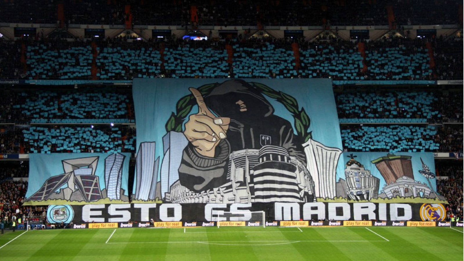 no people, belief, outdoors, arts culture and entertainment, built structure, match - sport, painting, architecture, Real Madrid, sport, team sport, grass, HD Wallpaper