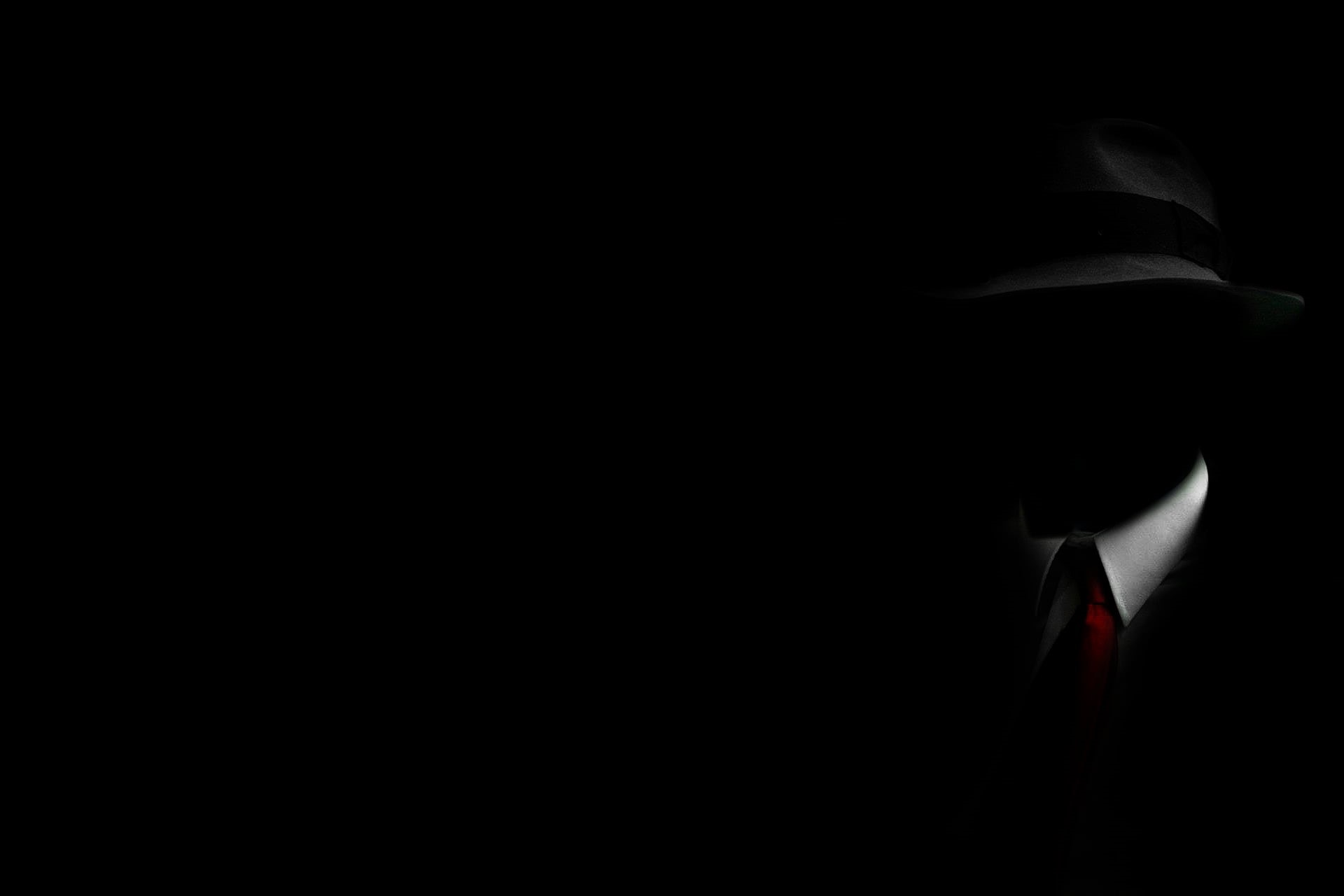 indoors, shadow, black background, copy space, hand, adult, men, dark, hat, close-up, suits, mystery, one person, 1080P, clothing, unrecognizable person, HD Wallpaper