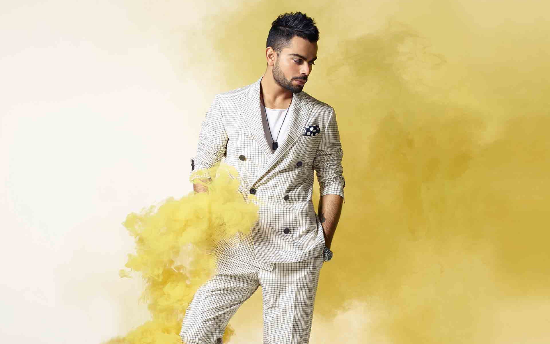 front view, handsome, hairstyle, leisure activity, Kohli, indoors, contemplation, young men, looking away, real people, beautiful people, men, yellow, one person, HD Wallpaper