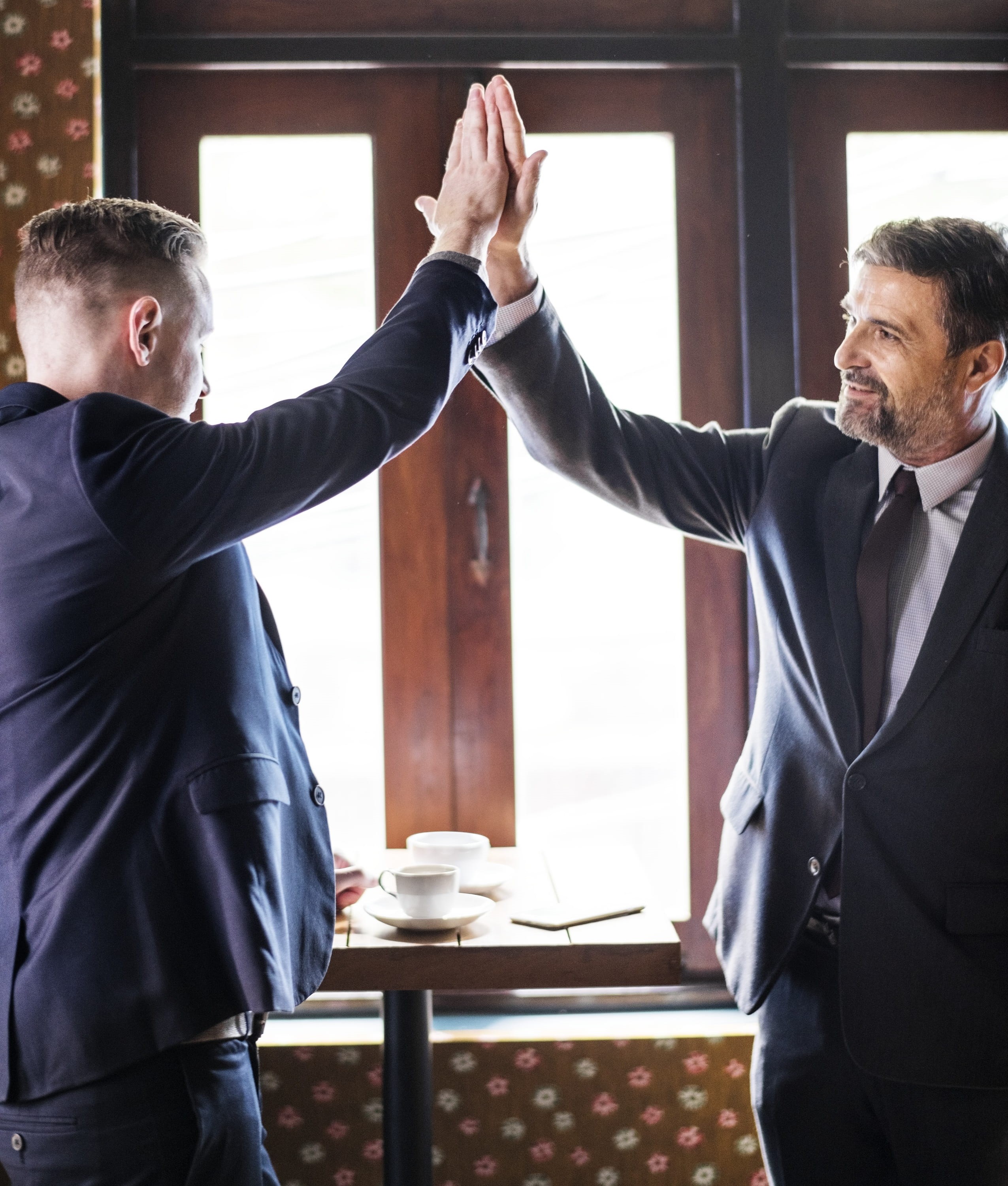 customer, boss, occupation, meeting, males, name, smiling, arms raised, talking, indoors, colleague, cheerful, handshake, business person, standing, success, Phone HD Wallpaper