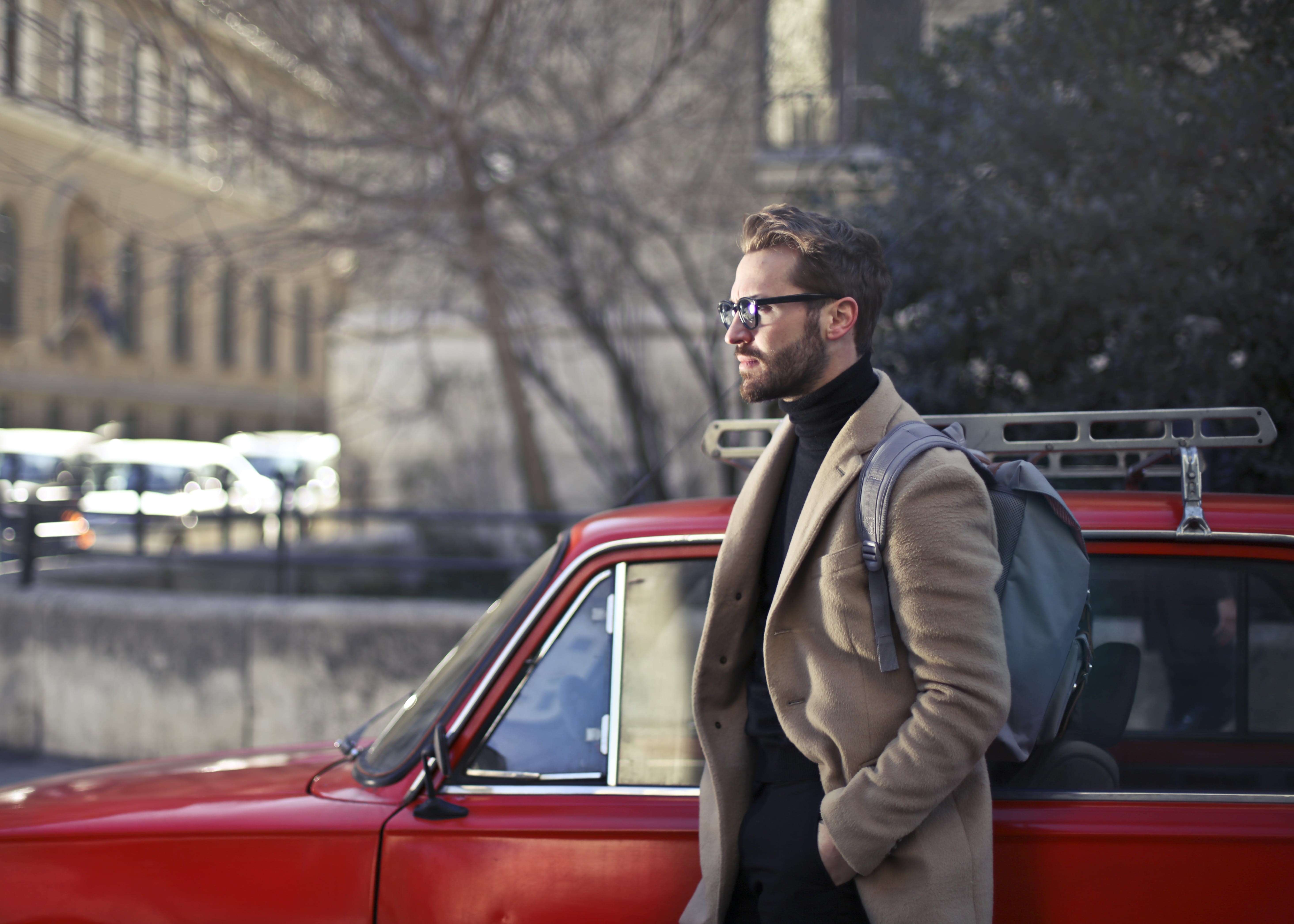 transportation system, young men, land vehicle, looking away, clothing, street, eyewear, focus on foreground, handsome, wearing, urban, chrome, outdoors, HD Wallpaper