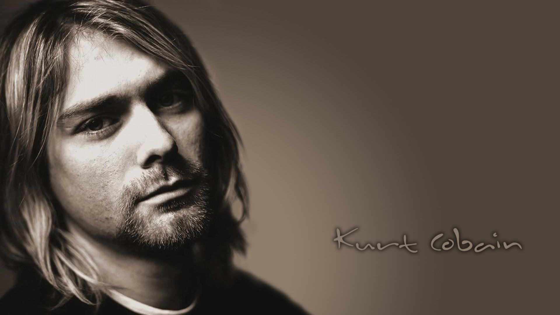 copy space, sepia, young men, men, text, human face, looking at viewer, headshot, hair, cobain, long hair, close-up, human body part, photo, Nirvana, indoors, HD Wallpaper