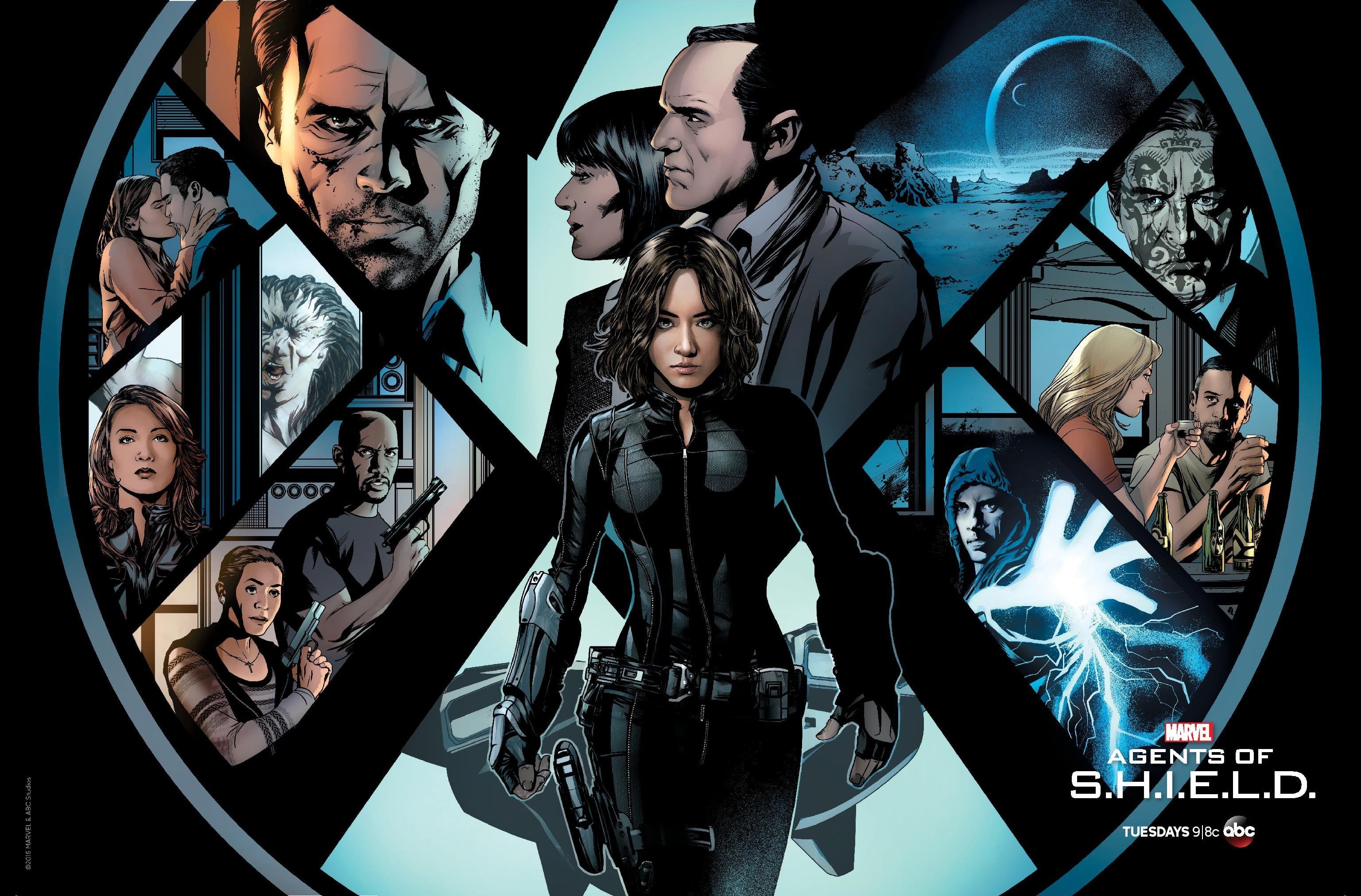 Marvel Comics, s, looking at camera, adult, TV, e, marvel, portrait, human representation, S.H.I.E.L.D., young women, casual clothing, young men, standing, HD Wallpaper