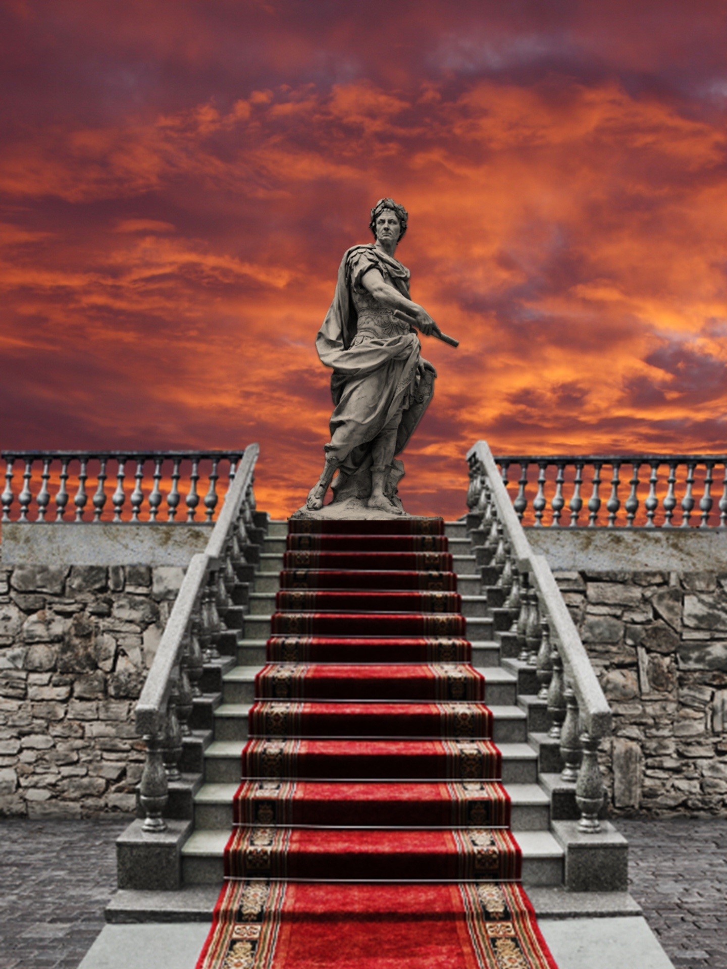 greece, stairs, creativity, representation, ascend, the past, statue, architecture, sunset, craft, confident, staircase, building exterior, sky, achievement, Phone HD Wallpaper