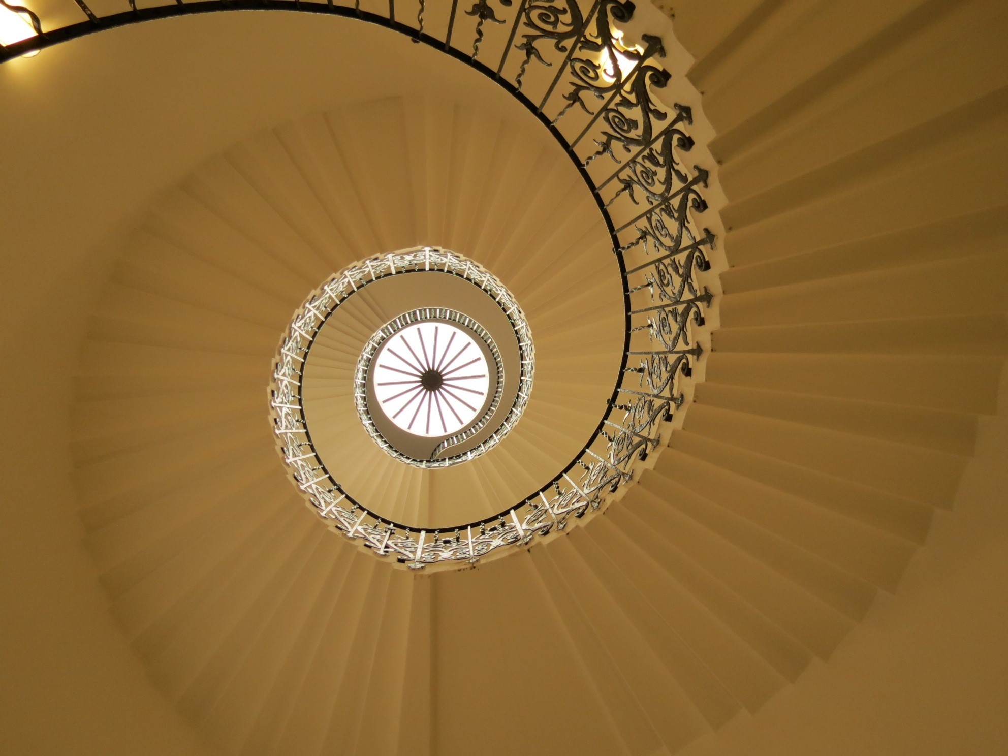 swirl, railing, concentric, nautilus, circular, directly above, building, ceiling, structure, cupola, shape, low angle view, pattern, spinning, banister, HD Wallpaper