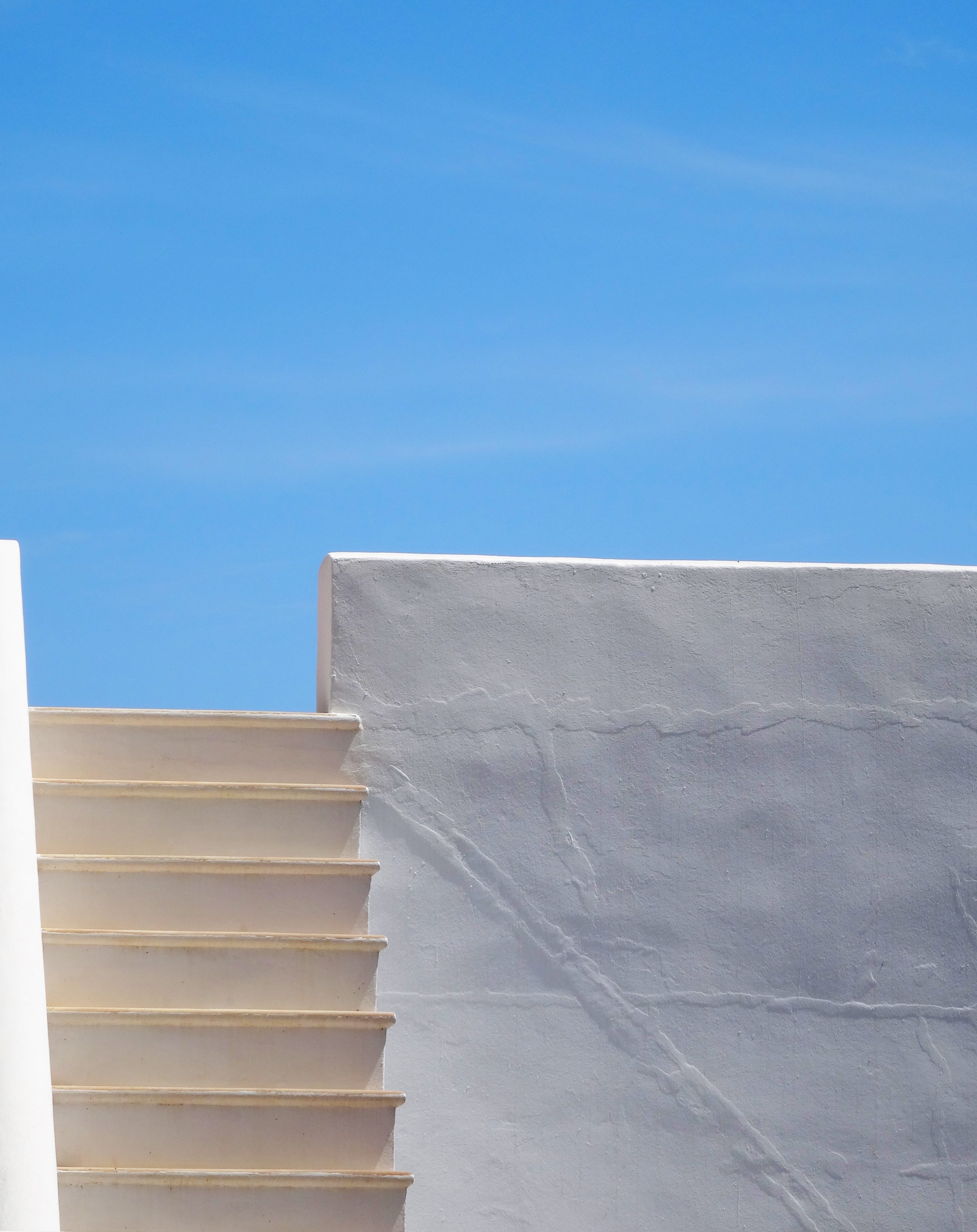 steps, direction, ambition, beside, up, 4K, blue, nature, copy space, no people, sky, exterior, wall, building, success, low angle view, progress, outdoors, Phone HD Wallpaper