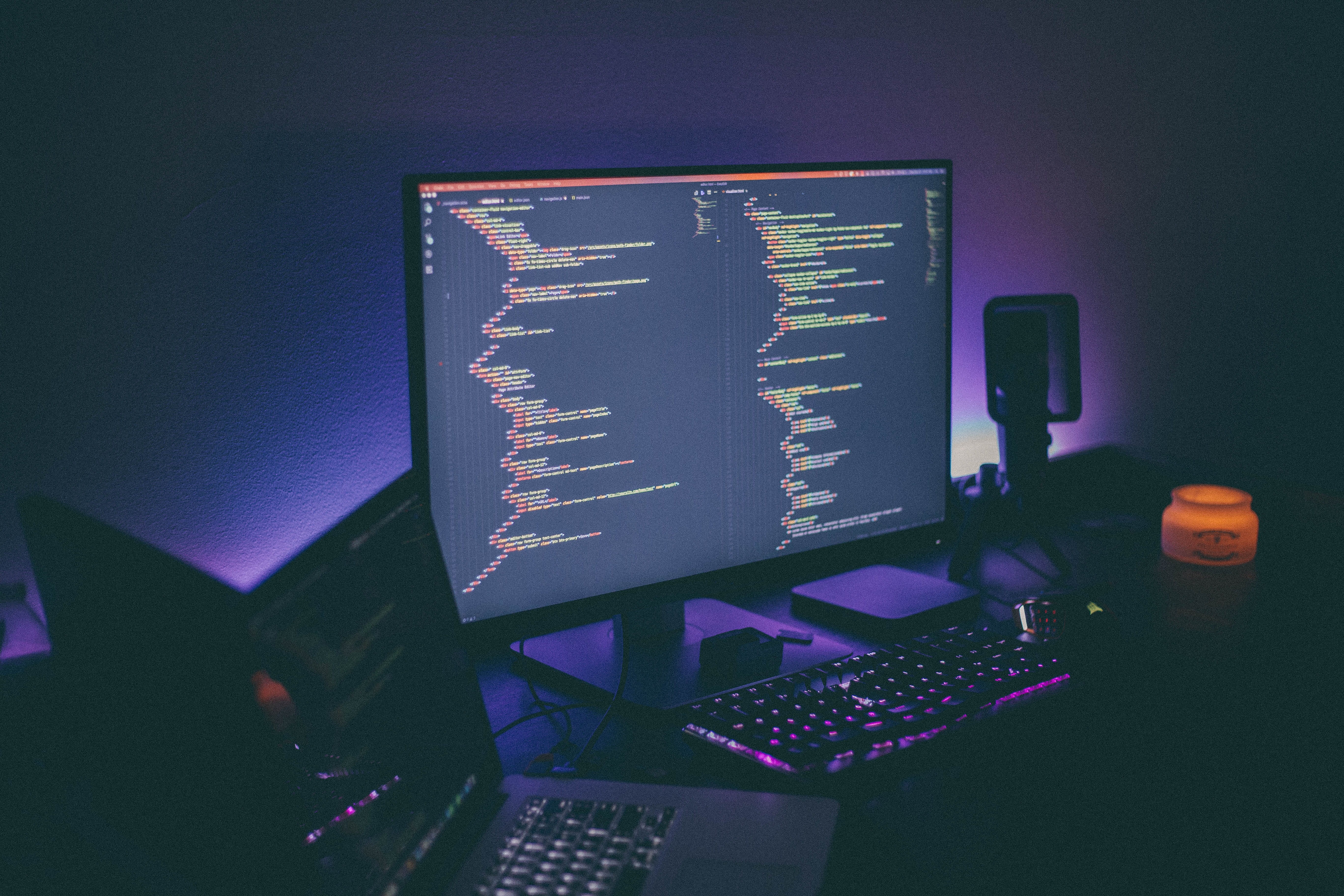 computer network, no people, wireless technology, computer monitor, table, code, monitor, keyboard, business, computer, computer mouse, turned, 5K, data, HD Wallpaper