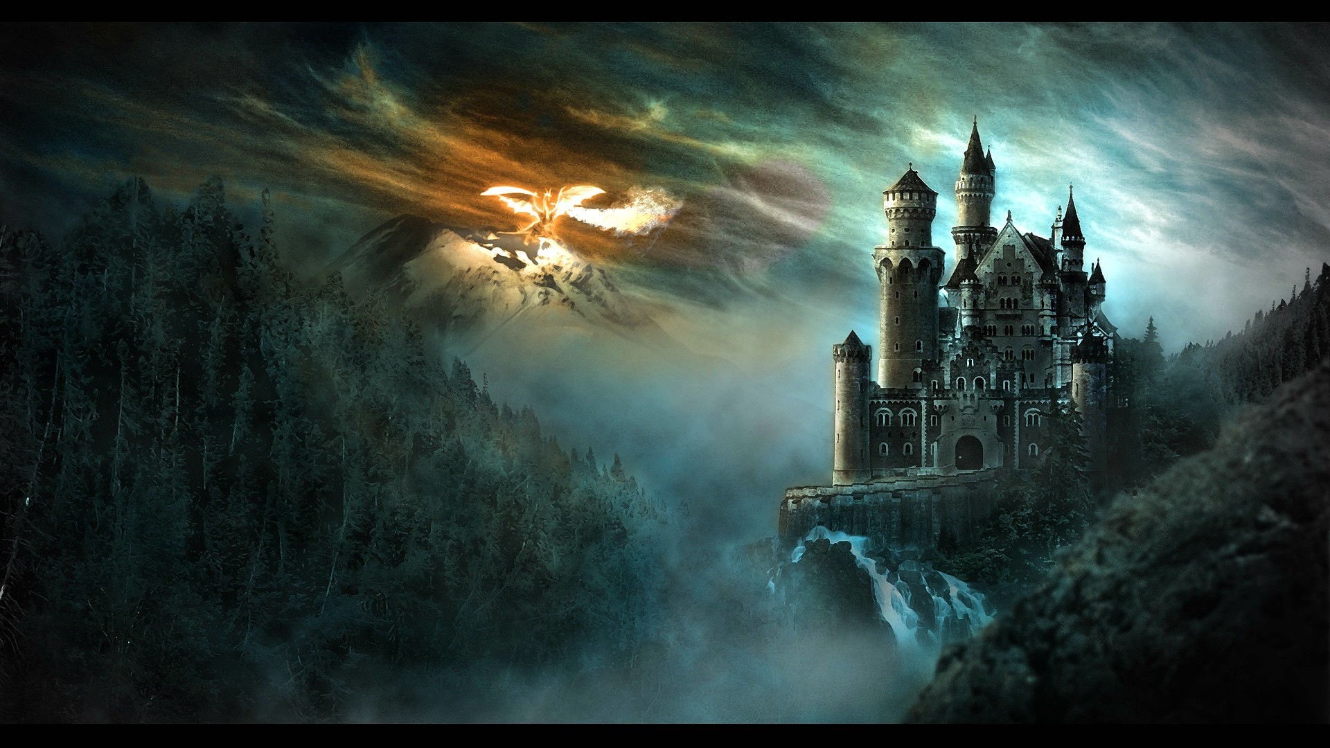 building exterior, Dragons, nature, outdoors, adventure, water, rpg, built structure, sky, place of worship, building, tower, no people, architecture, cloud - sky, HD Wallpaper