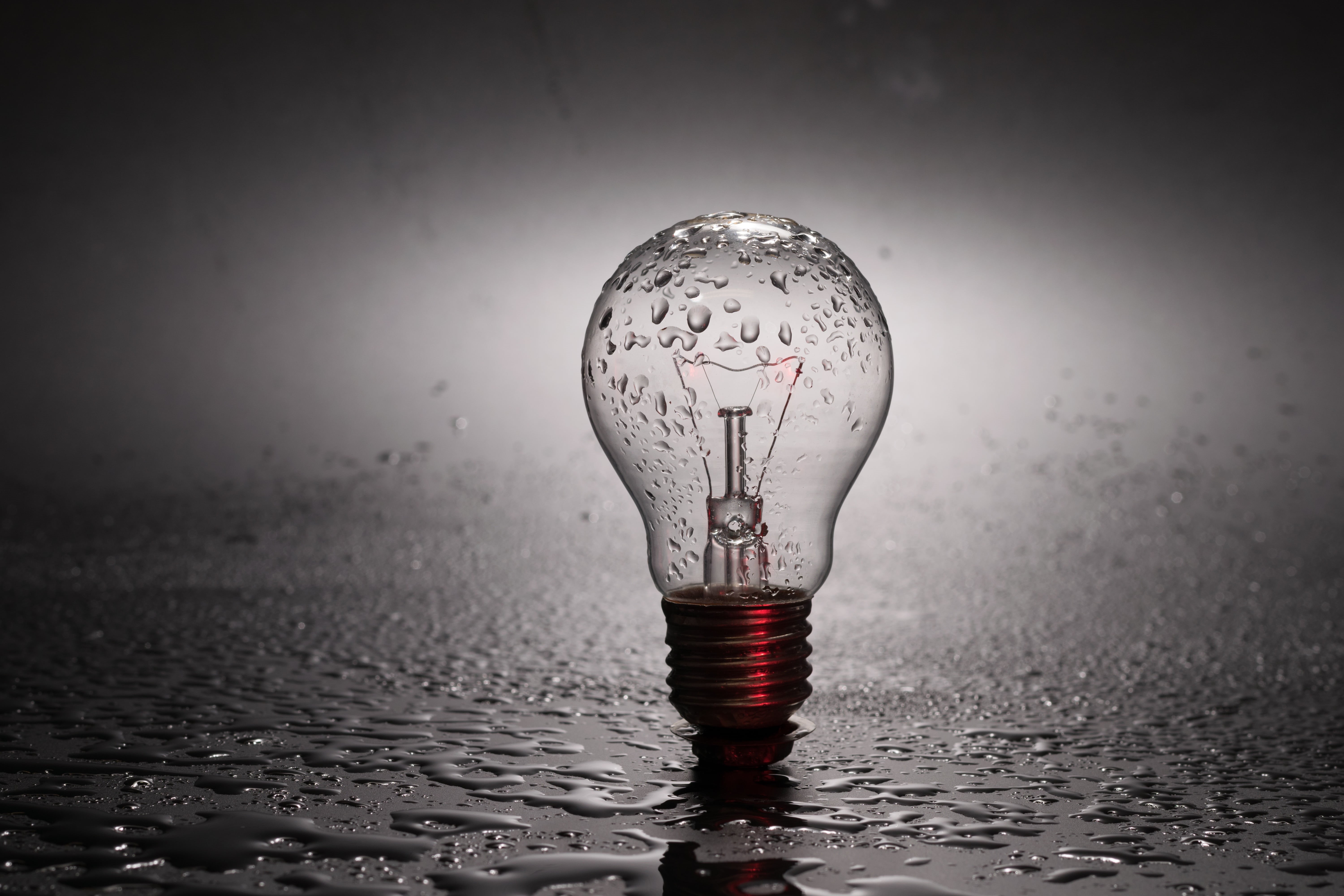 electric light, electricity, bulb, strand, no people, drop, clear, glass, indoors, lights, lighting equipment, water, glass - material, technology, surface, HD Wallpaper