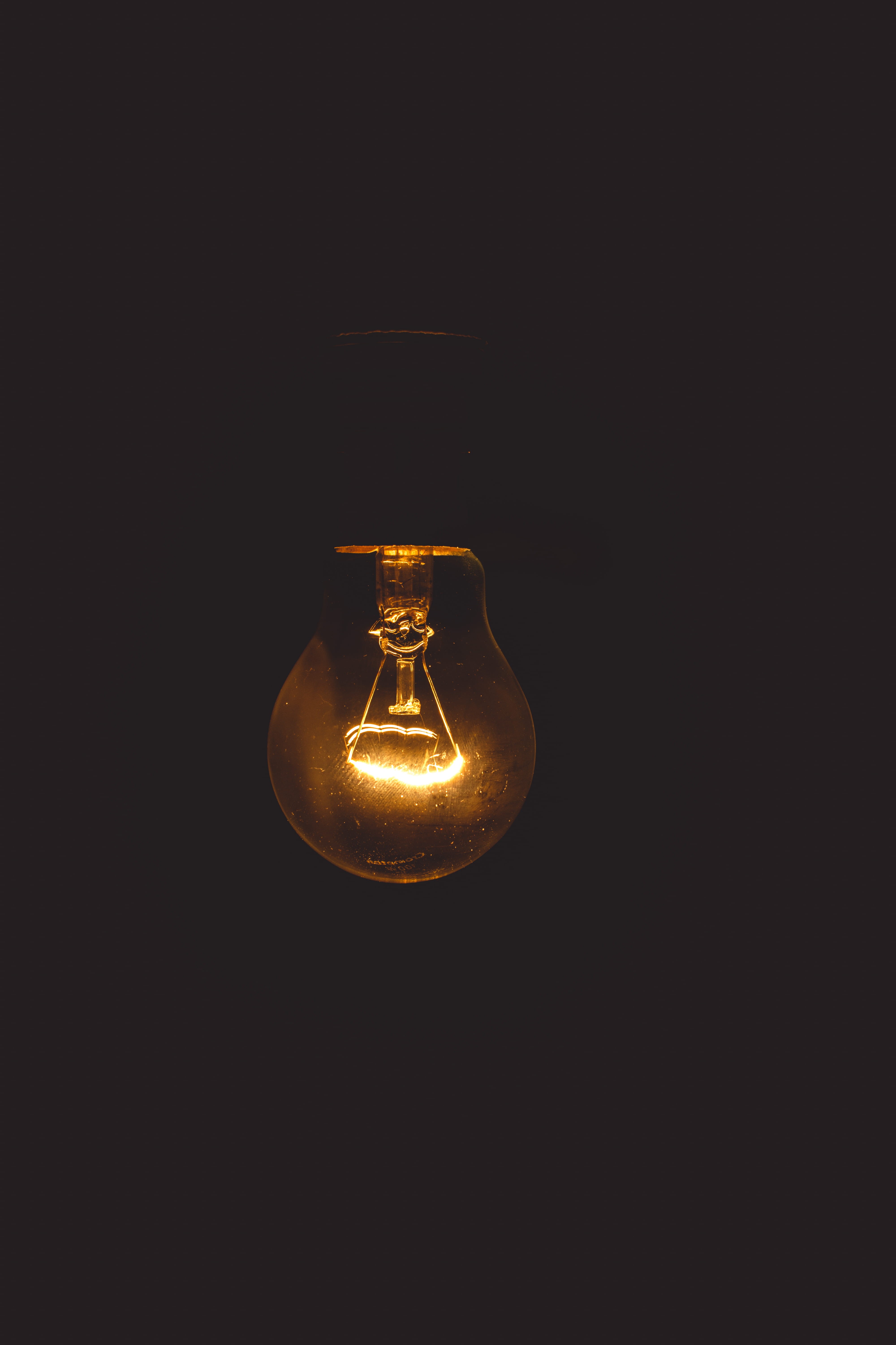 light bulb, evening, power supply, glass - material, still life, no people, heat, photo, copy space, lightbulb, glass items, technology, light, darkroom, Phone HD Wallpaper