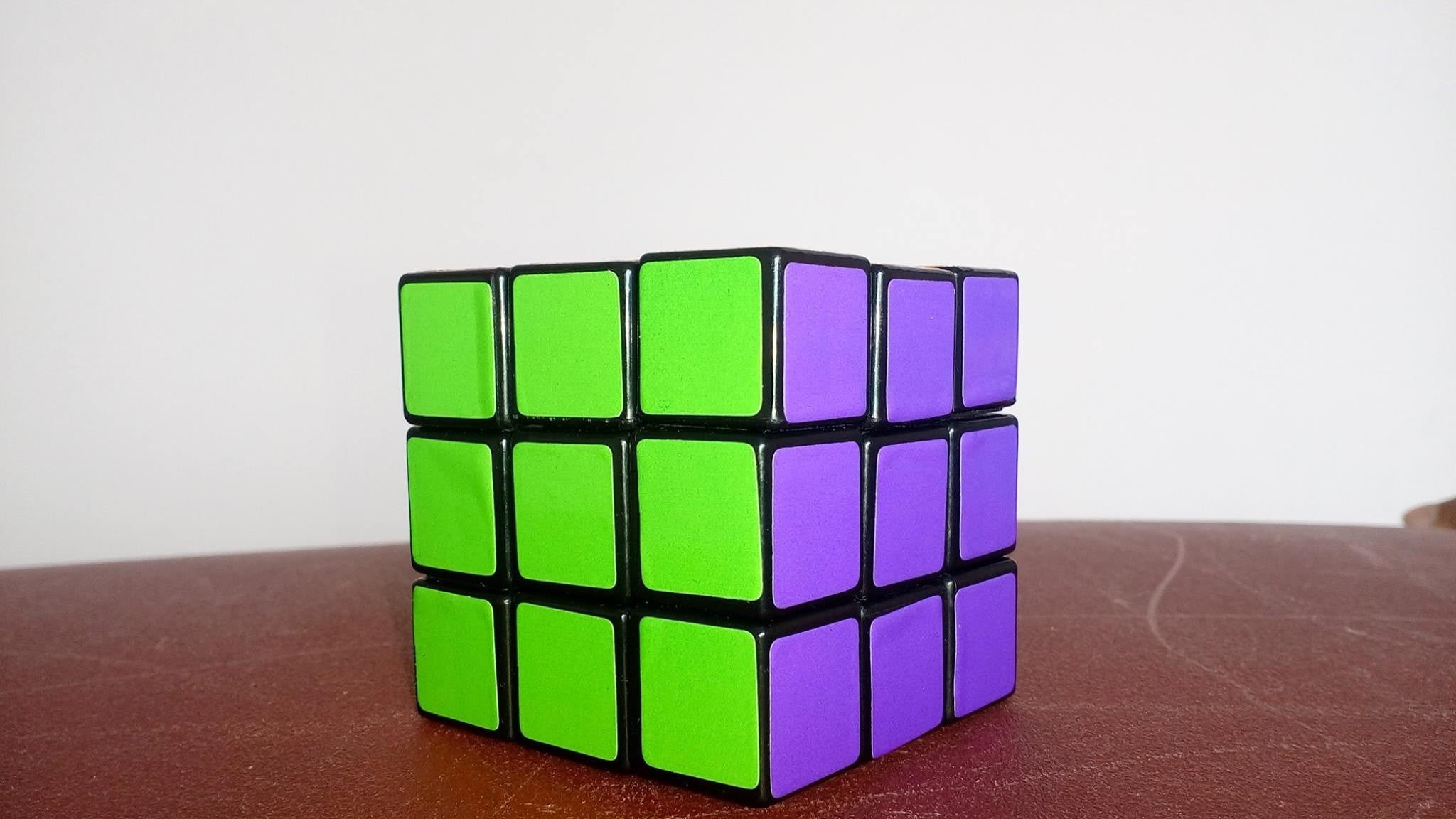 indoors, single object, cube, purple, geometric shape, shape, design, wood - material, wall - building feature, block, green color, still life, rubiks, HD Wallpaper