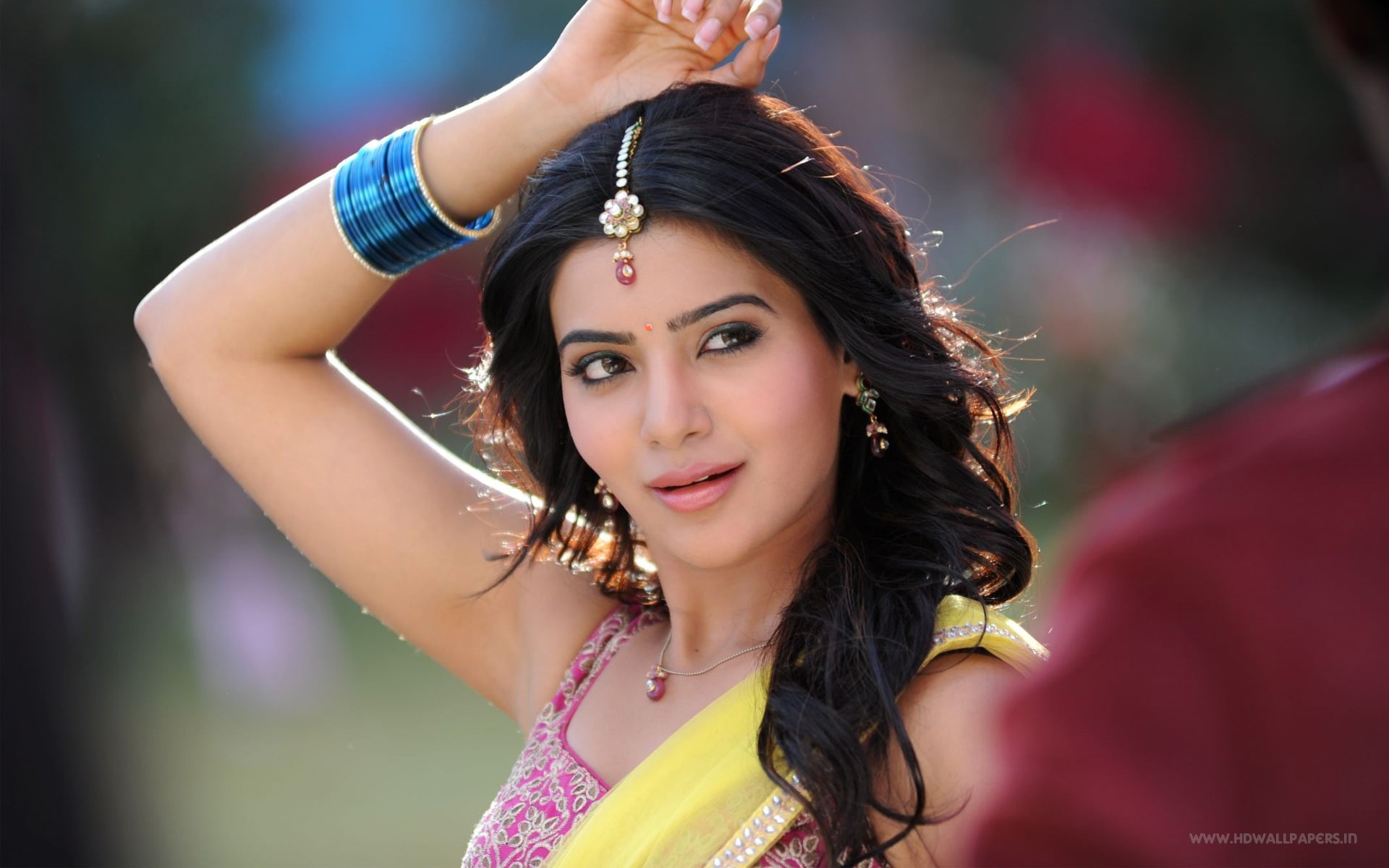 1080P, beauty, hairstyle, young adult, smiling, Tollywood, adult, looking at camera, Samantha, fashion, front view, beautiful woman, portrait, hair, outdoors, HD Wallpaper