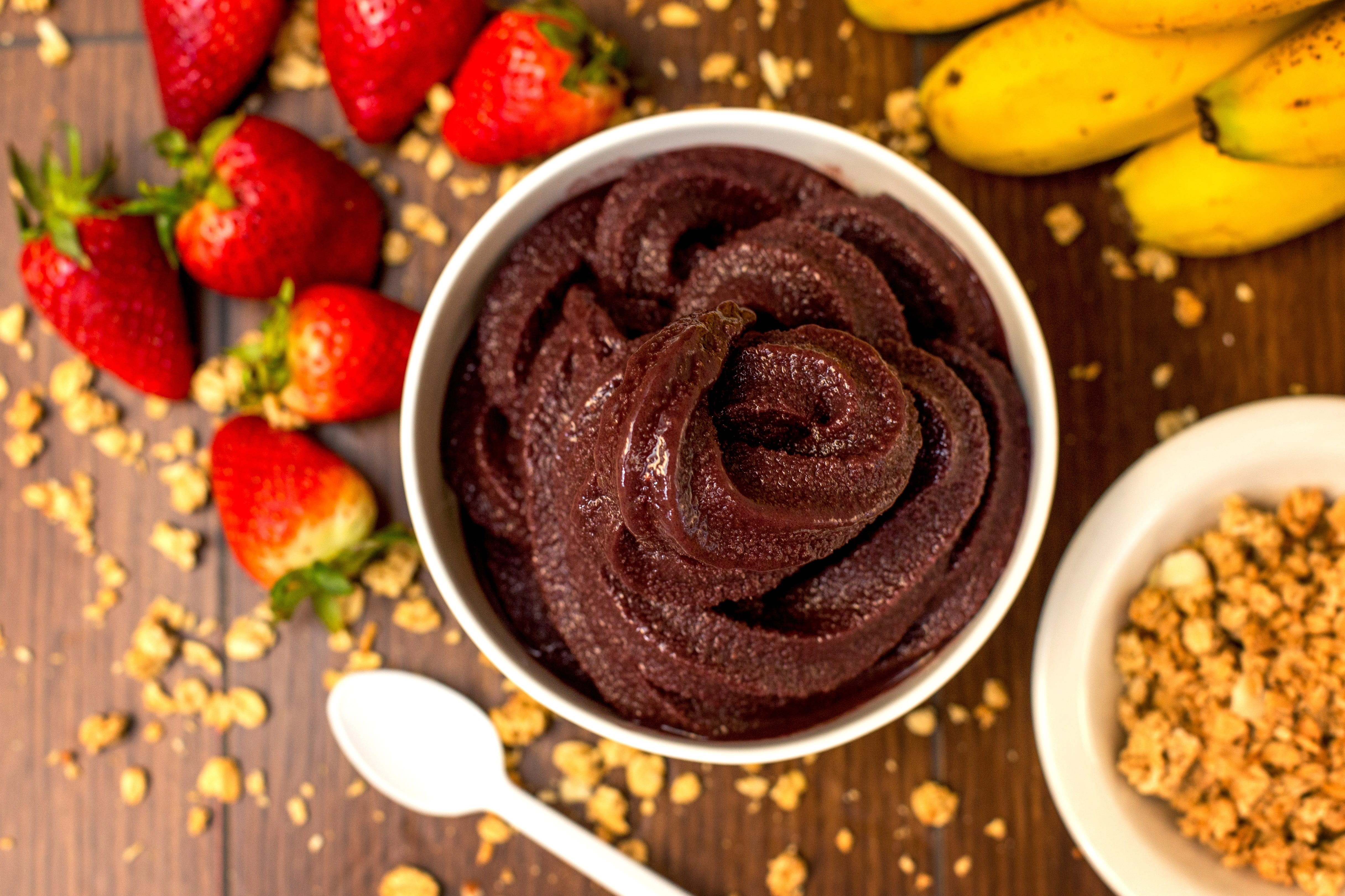 smoothie, vegetarian, fruit, exotic, dessert, food, banana, tropical, nutrition, nature, sweet food, ready-to-eat, temptation, acai brazil, close-up, berry, HD Wallpaper