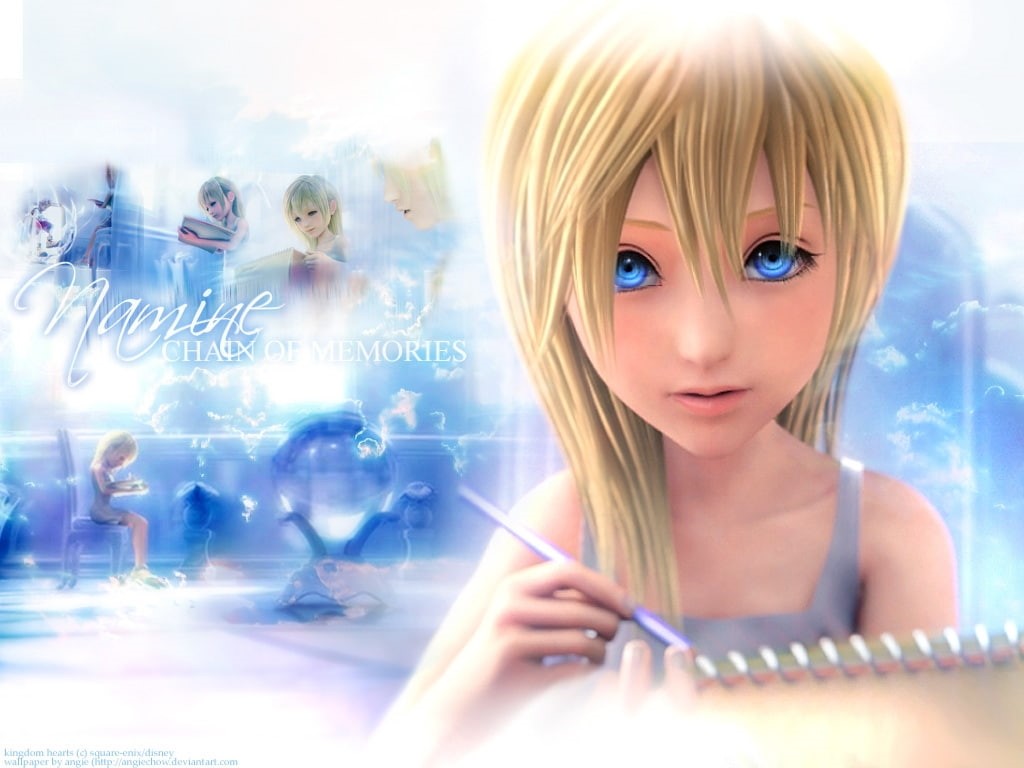 480P, hearts, Kingdom Hearts, games, x, kingdom, art, video, namine, hd, HD Wallpaper