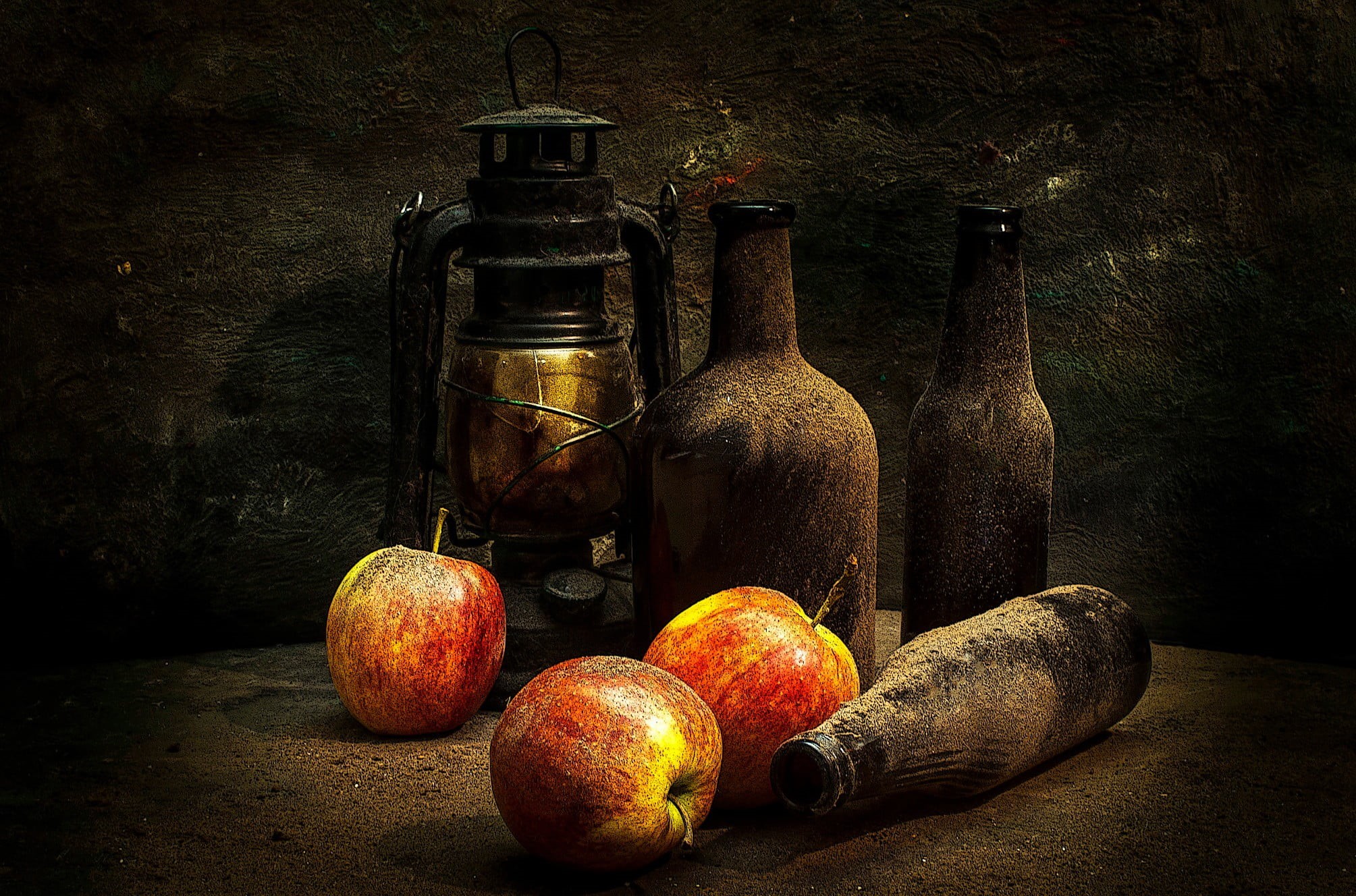 day, table, group of objects, refreshment, bottle, indoors, fruit, food, still life, red, food and drink, container, drink, no people, wood - material, HD Wallpaper