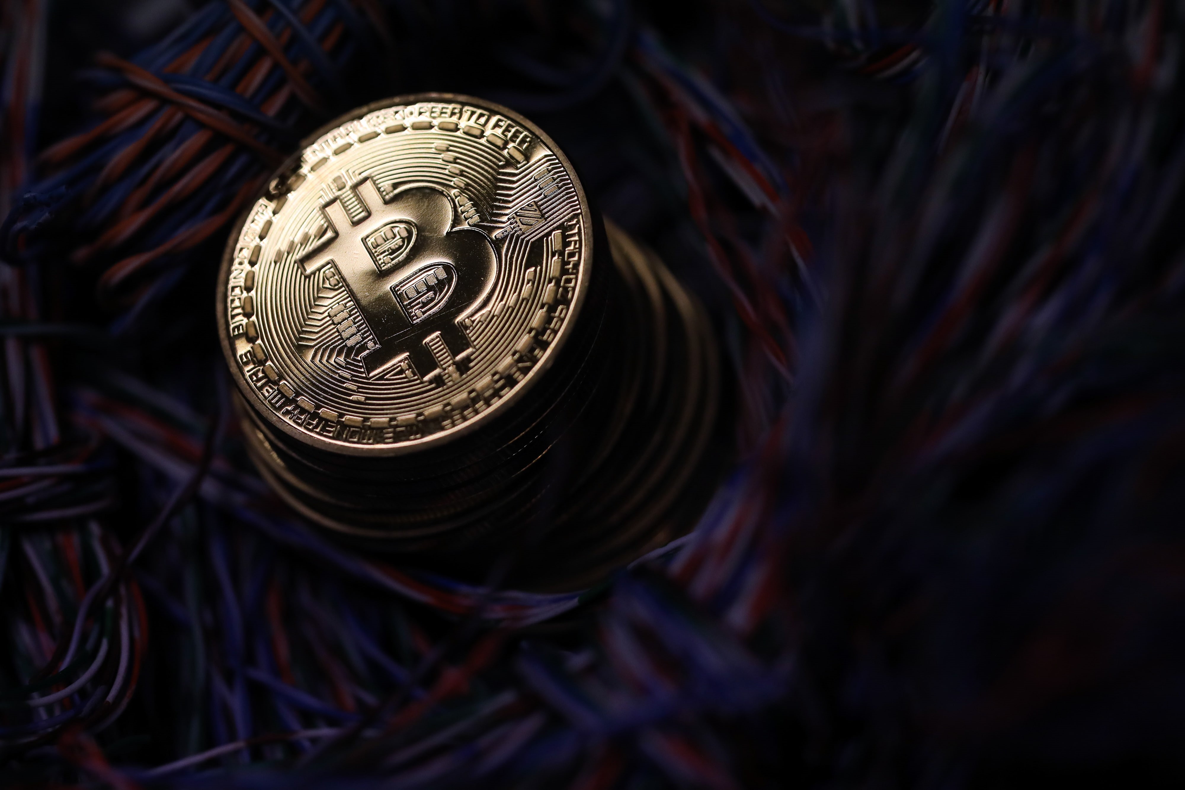 coins, money, computer, internet, technology, cash, bitcoin, technics, 4K, digital, HD Wallpaper