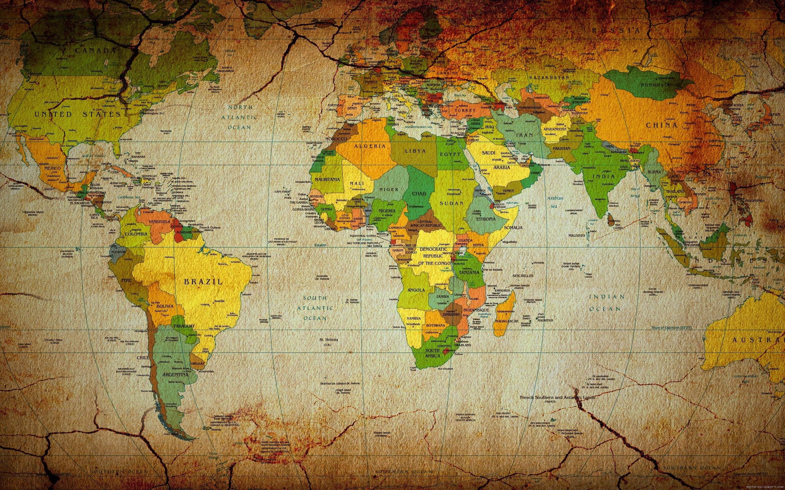 vintage, map, 2K, world, HD Wallpaper