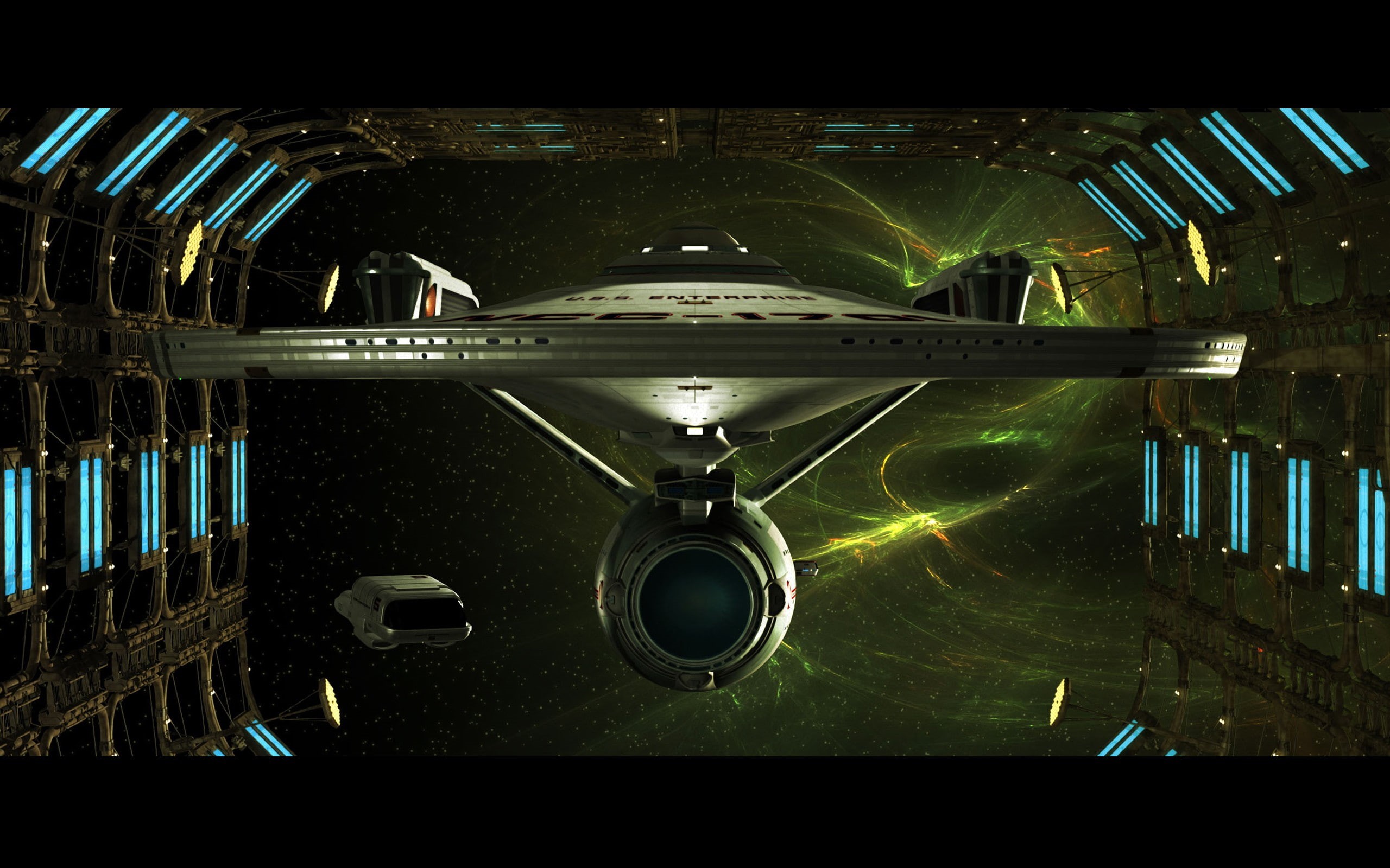 airplane, spaceship, cockpit, USS Enterprise (spaceship), night, airport runway, technology, mode of transportation, no people, architecture, airport, 2K, HD Wallpaper