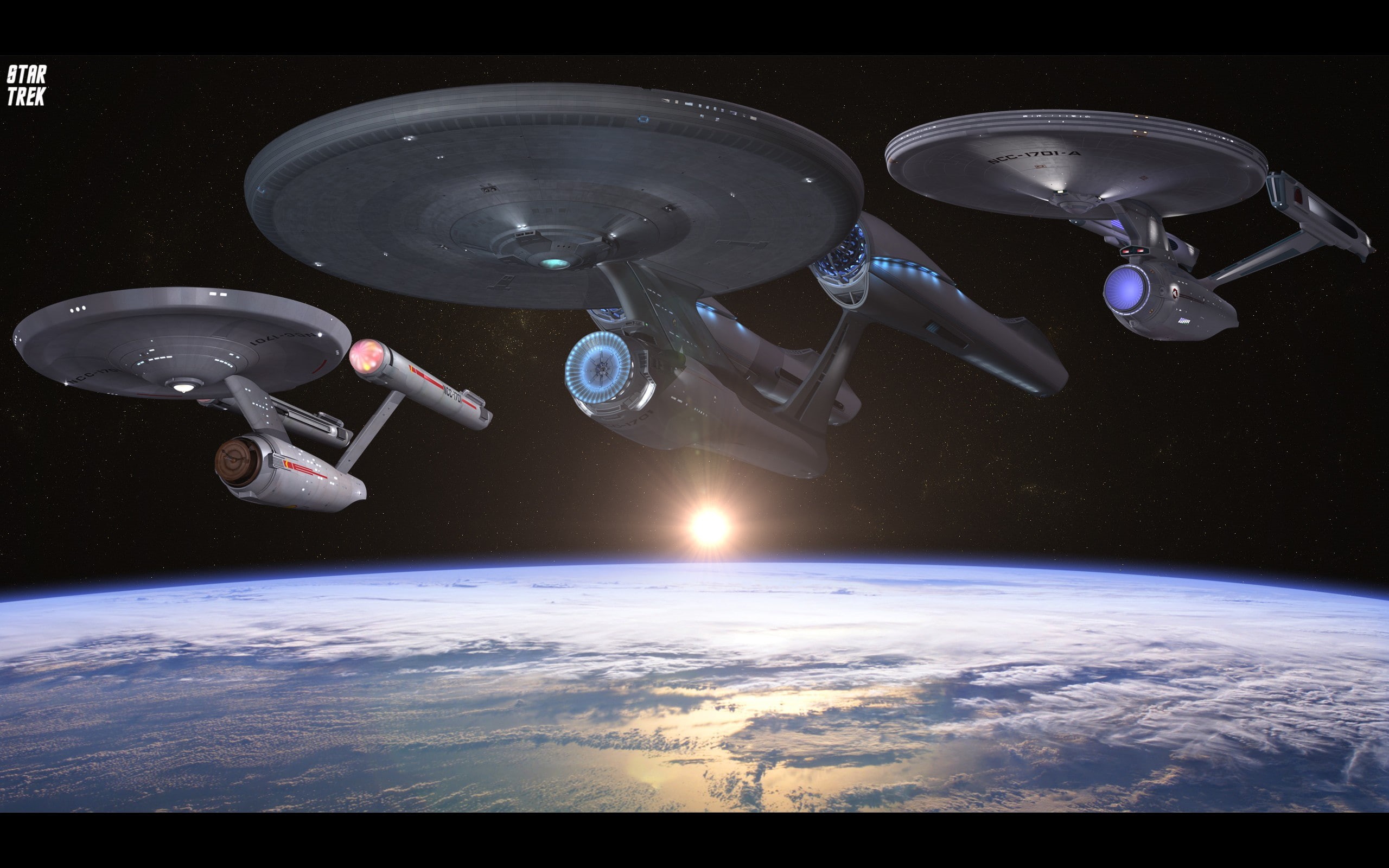 Star Trek, 2K, space, USS Enterprise (spaceship), Earth, HD Wallpaper