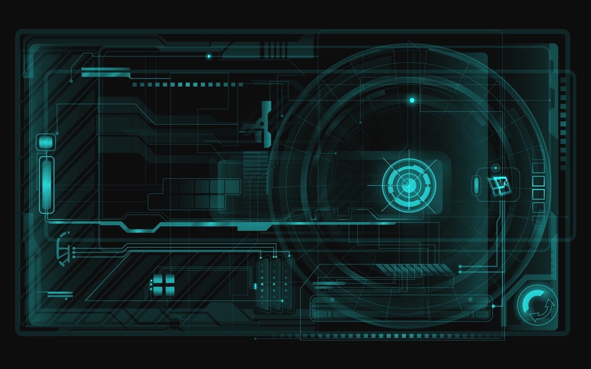 cyan, circuits, hd, minimalistic, 1080P, interface, art, x, HD Wallpaper