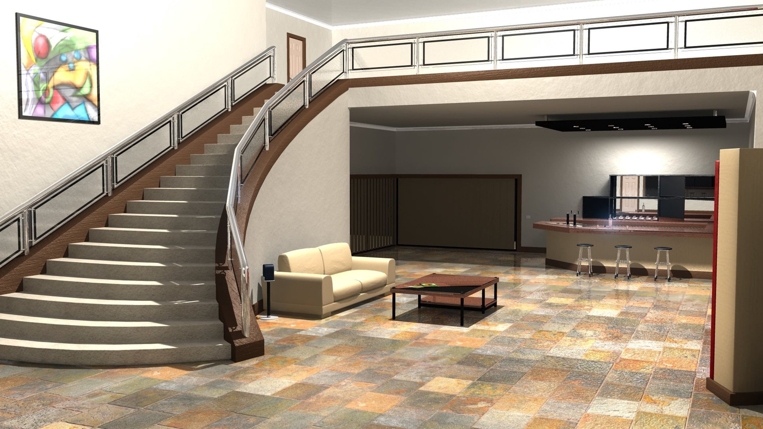 entrance hall, domestic Room, fireplace, armchair, furniture, design, built structure, wall - Building Feature, 2K, wood - Material, flooring, interior design, HD Wallpaper